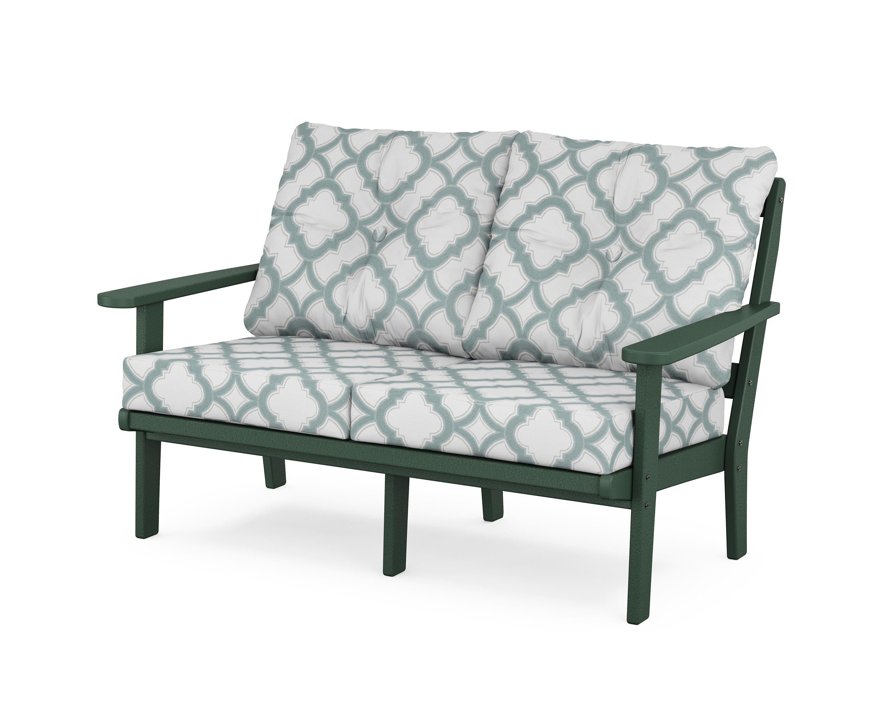 POLYWOOD® Mission Deep Seating Loveseat in Green / Trellis Glacier Spa