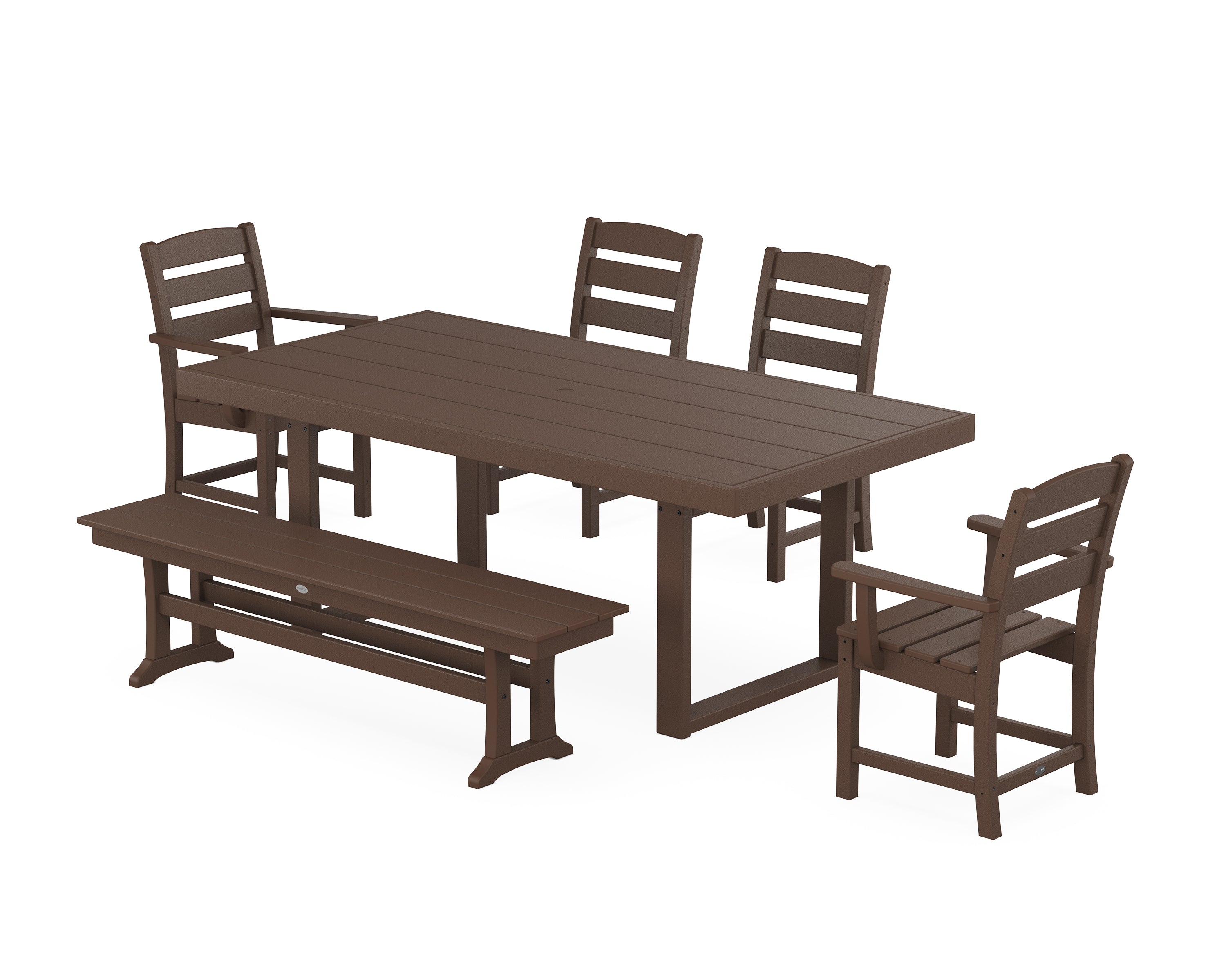 POLYWOOD® Lakeside 6-Piece Dining Set with Bench in Mahogany