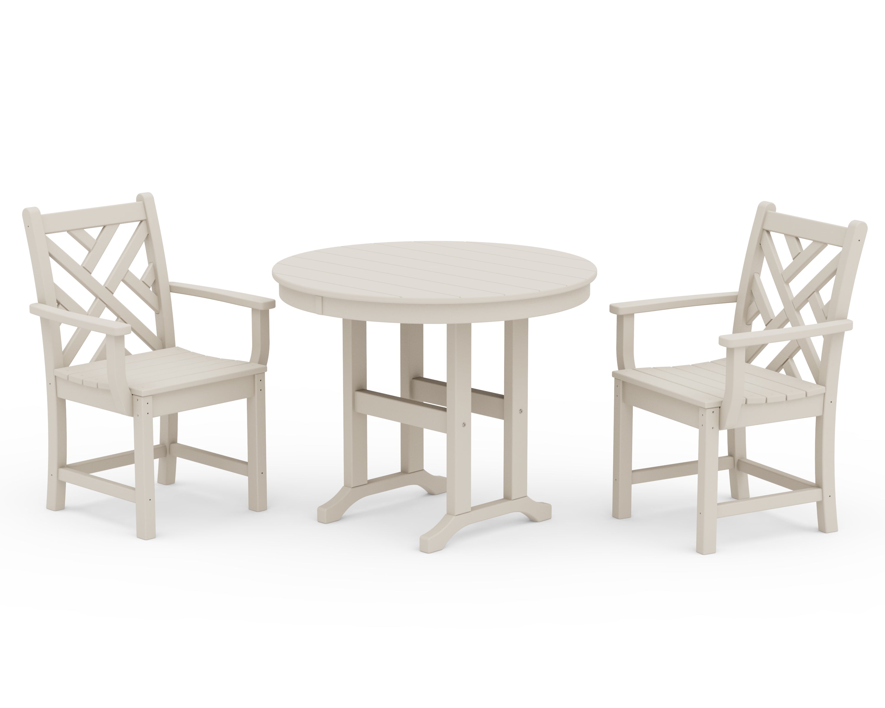 POLYWOOD® Chippendale 3-Piece Round Dining Set in Sand