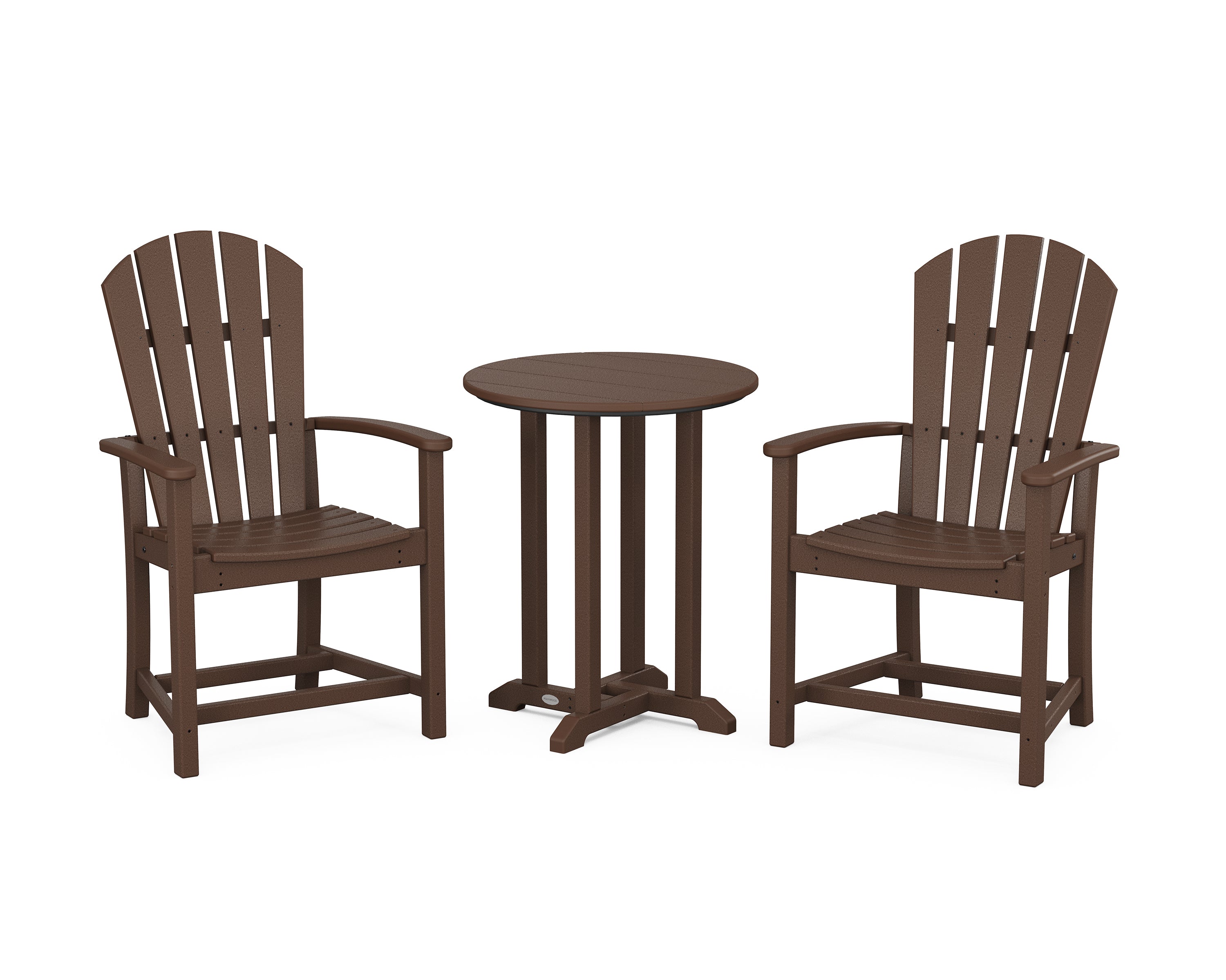 POLYWOOD® Palm Coast 3-Piece Round Farmhouse Bistro Dining Set in Mahogany