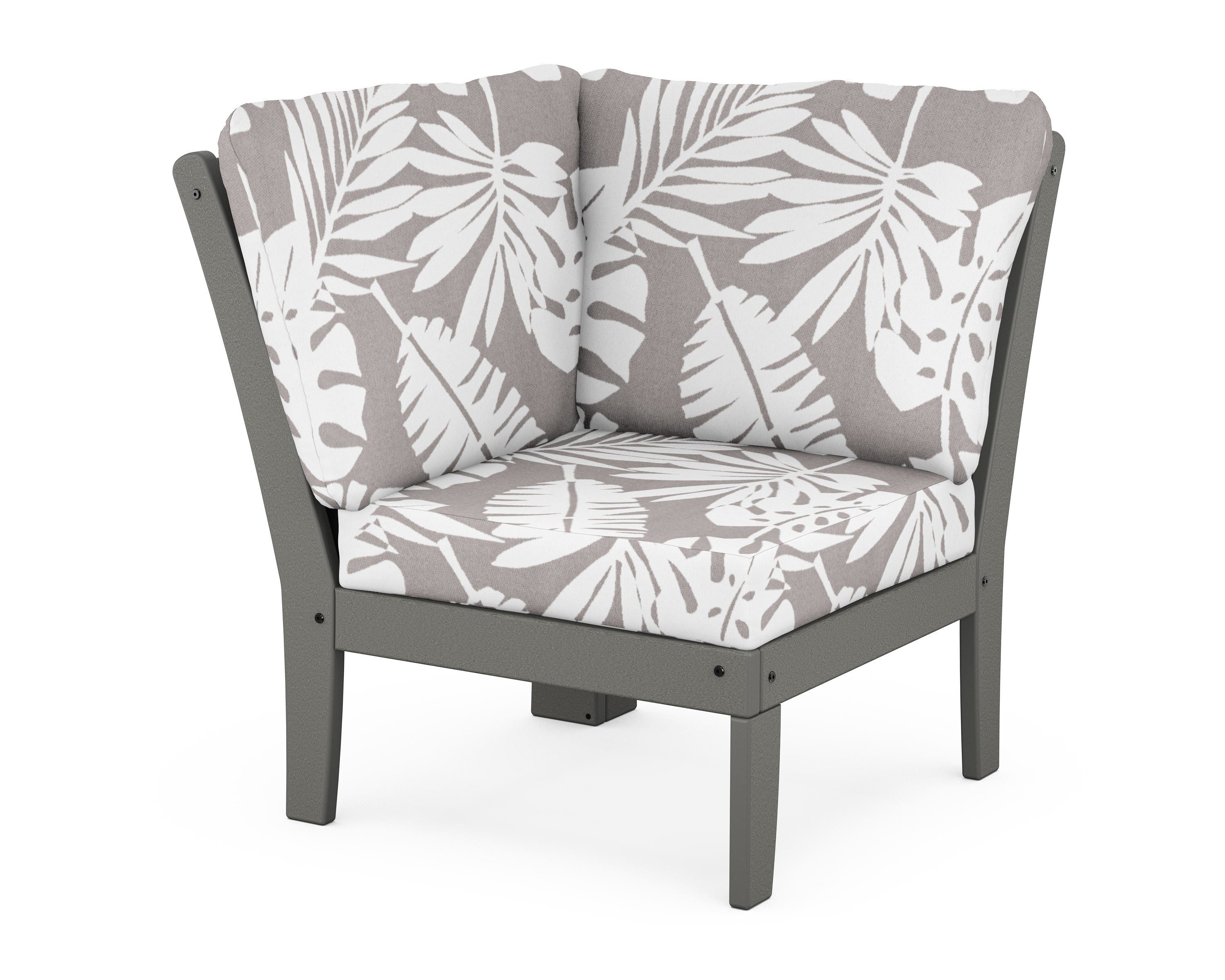 POLYWOOD® Braxton Modular Corner Chair in Slate Grey / Leaf Grey Mist