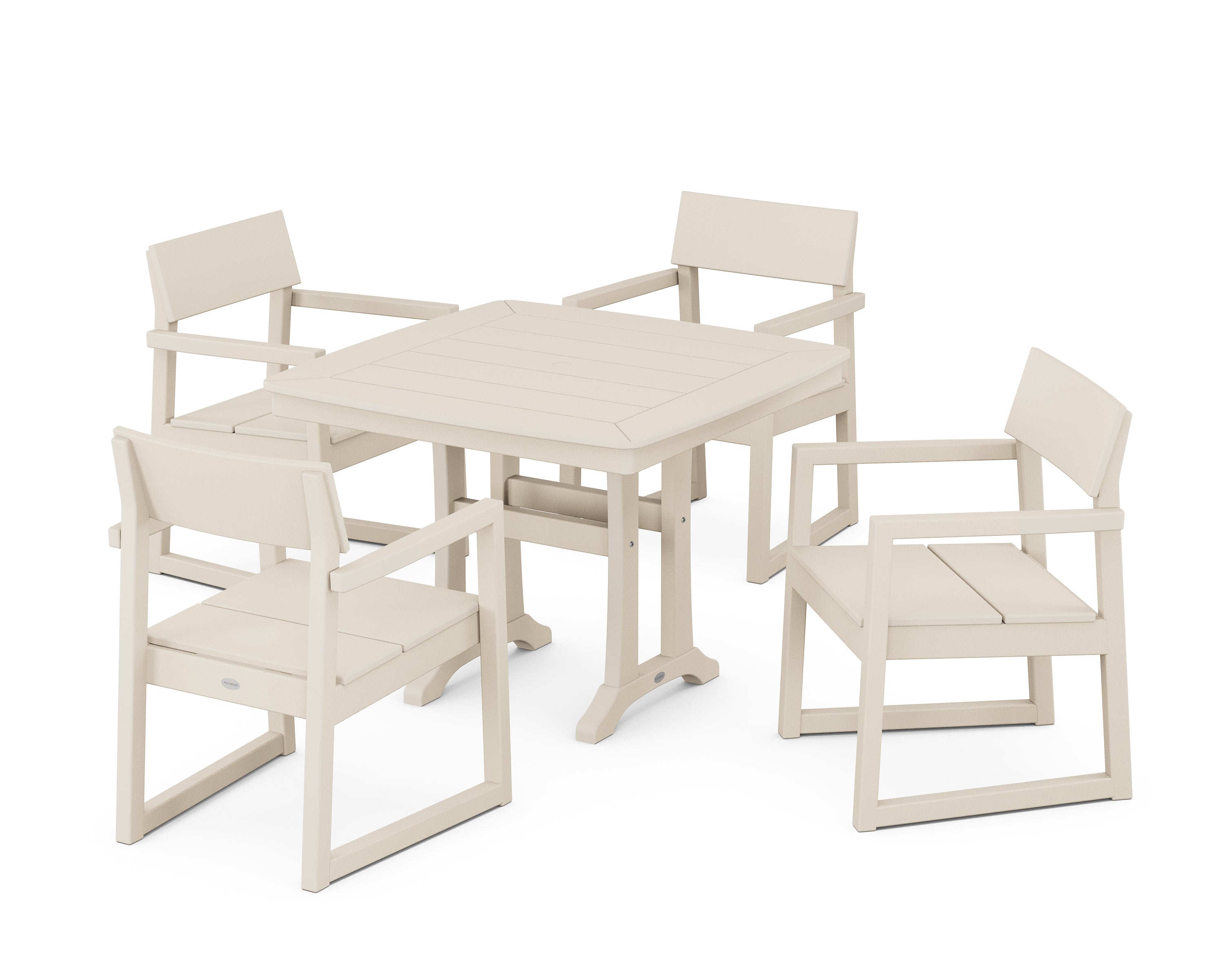 POLYWOOD® EDGE 5-Piece Dining Set with Trestle Legs in Sand