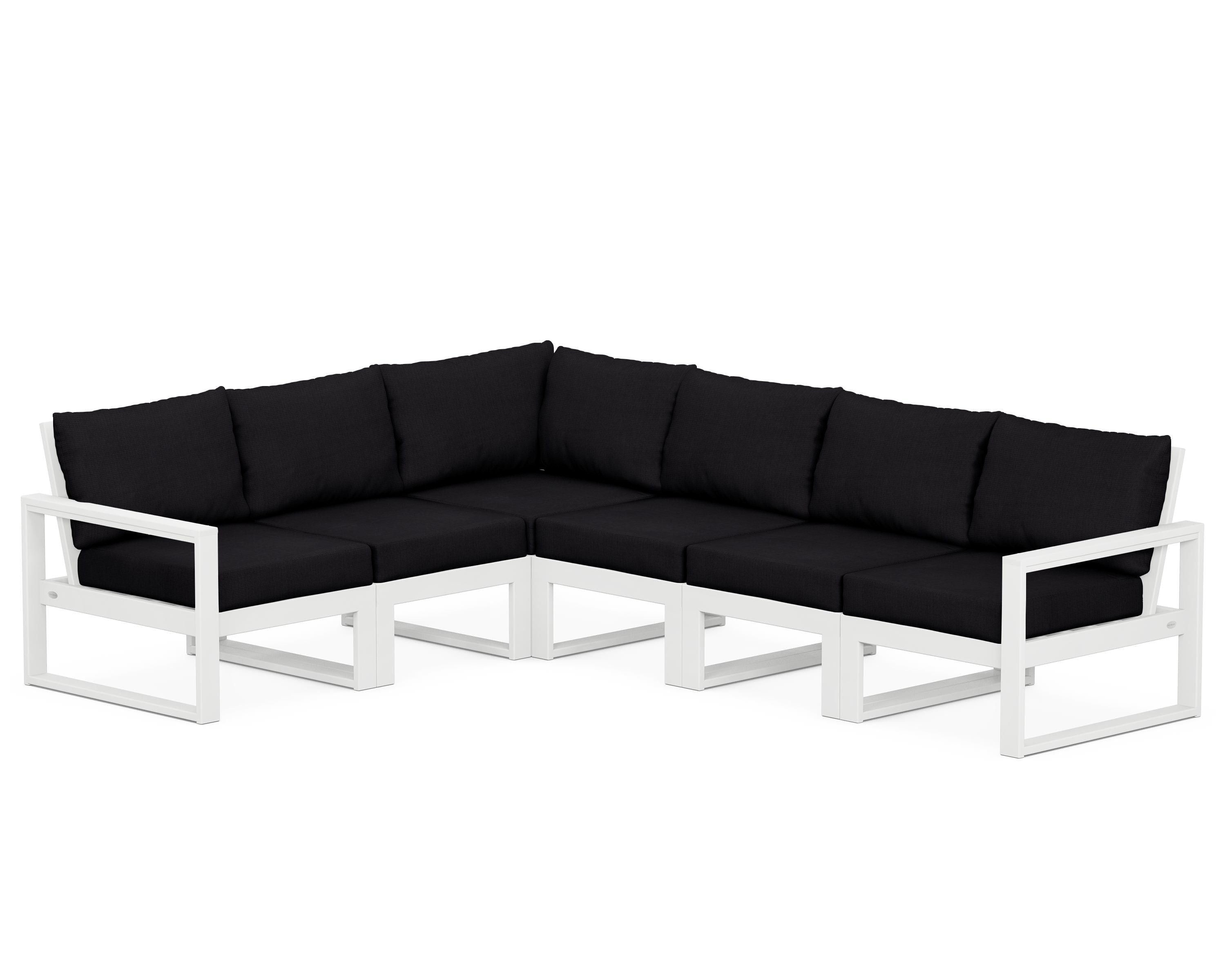 POLYWOOD® EDGE 6-Piece Modular Deep Seating Set in White / Midnight Linen