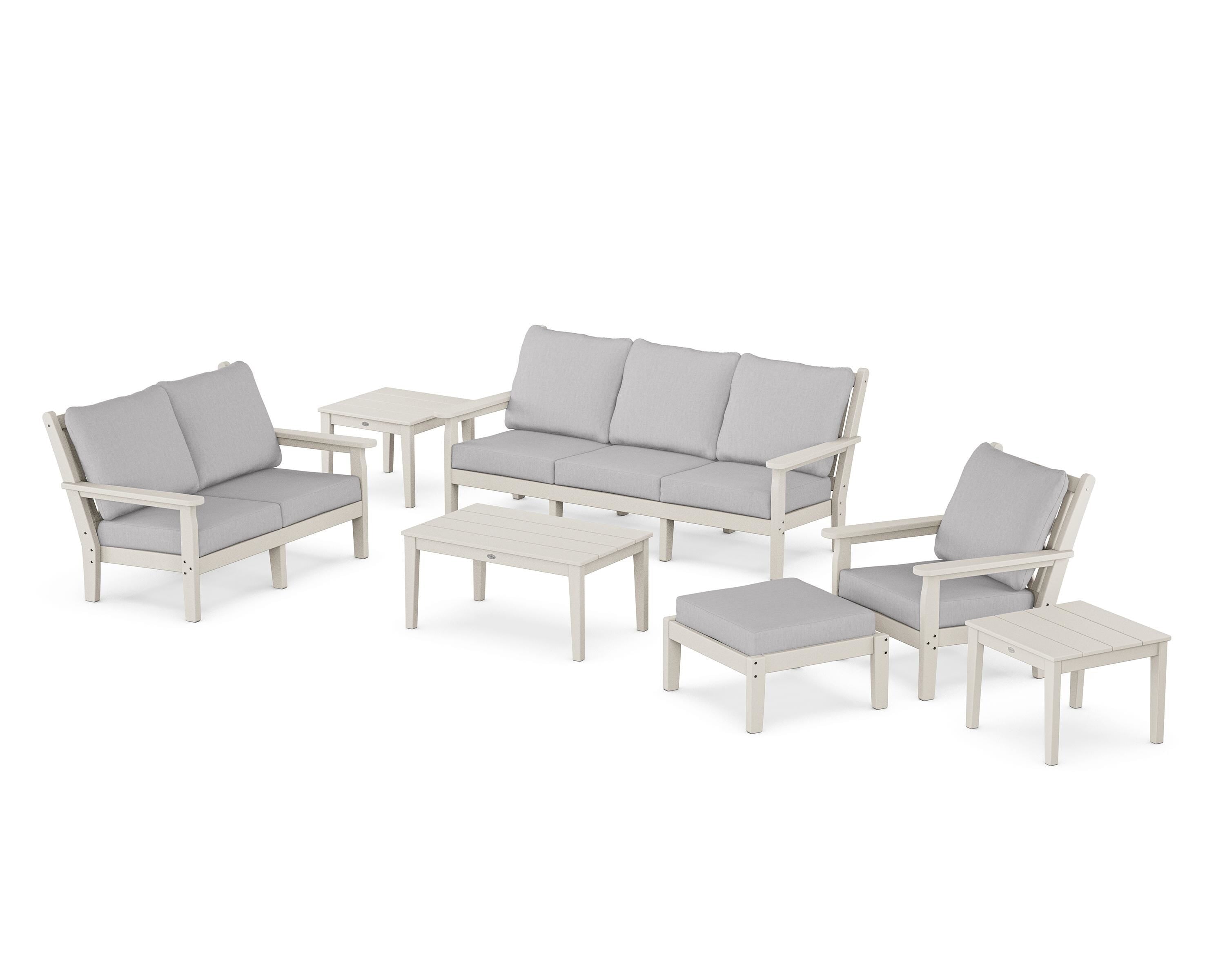 POLYWOOD® Chippendale 7-Piece Deep Seating Set in Sand / Granite