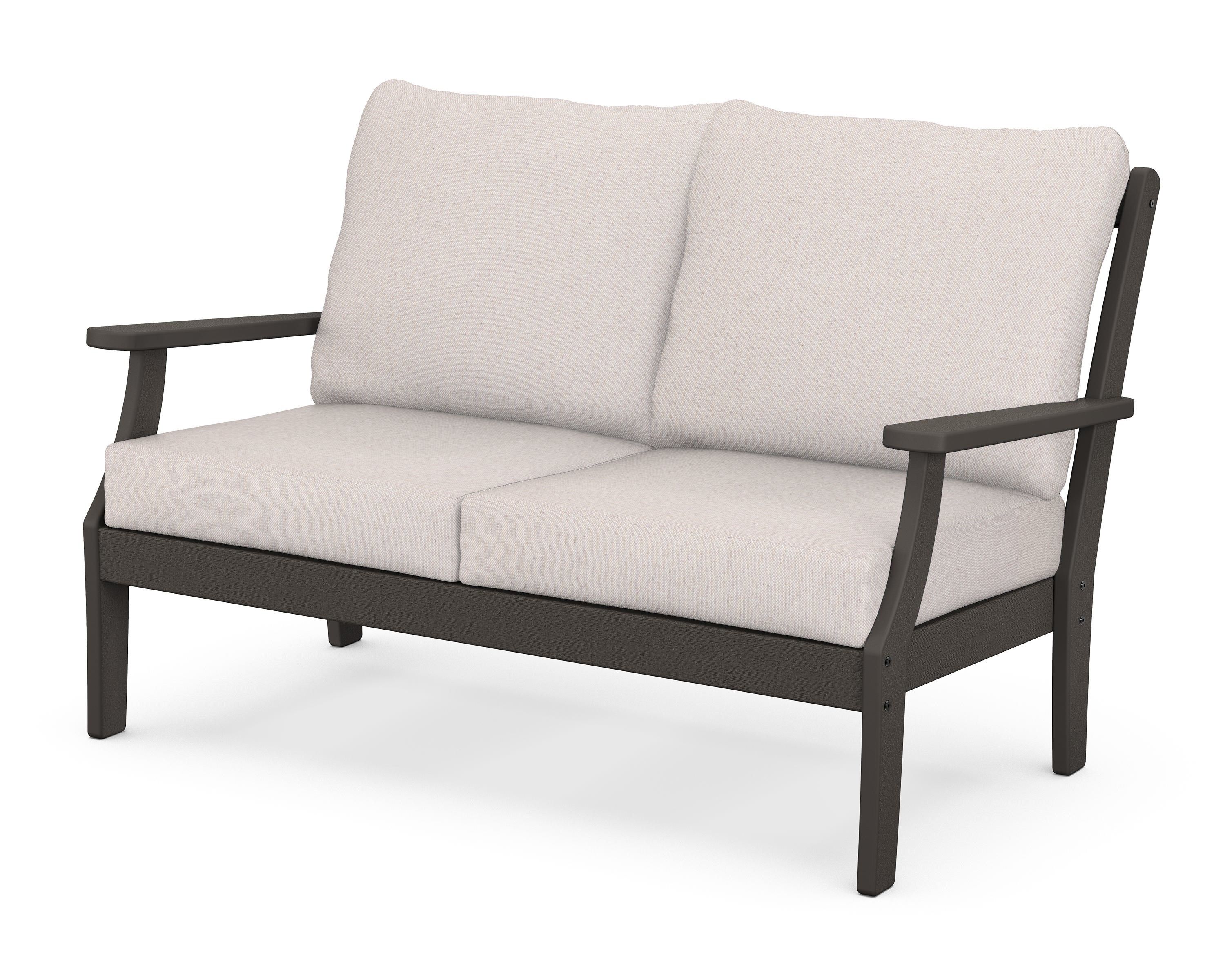 POLYWOOD® Braxton Deep Seating Loveseat in Vintage Coffee / Dune Burlap