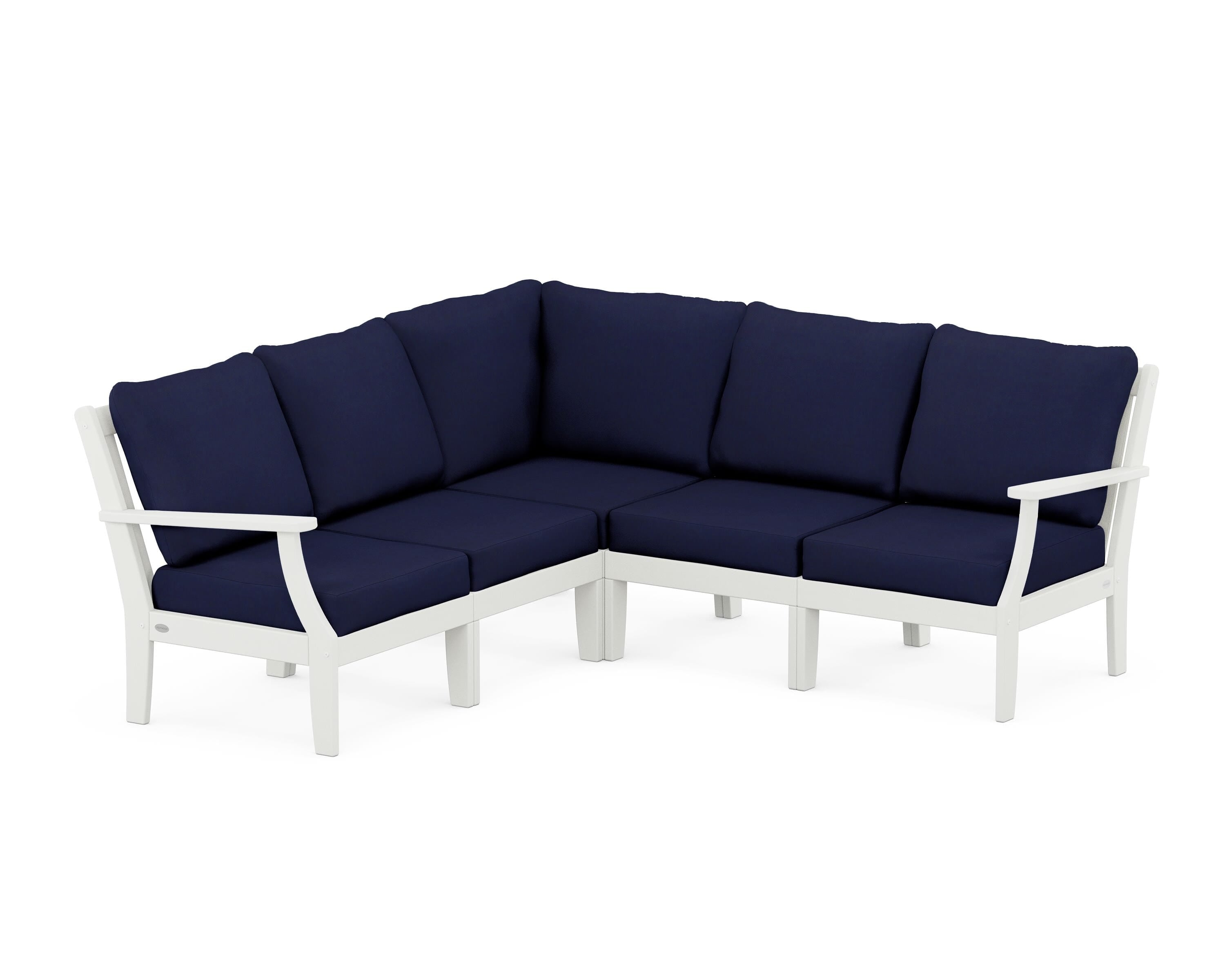 POLYWOOD® Braxton Modular 5-Piece Deep Seating Set in Vintage White / Navy