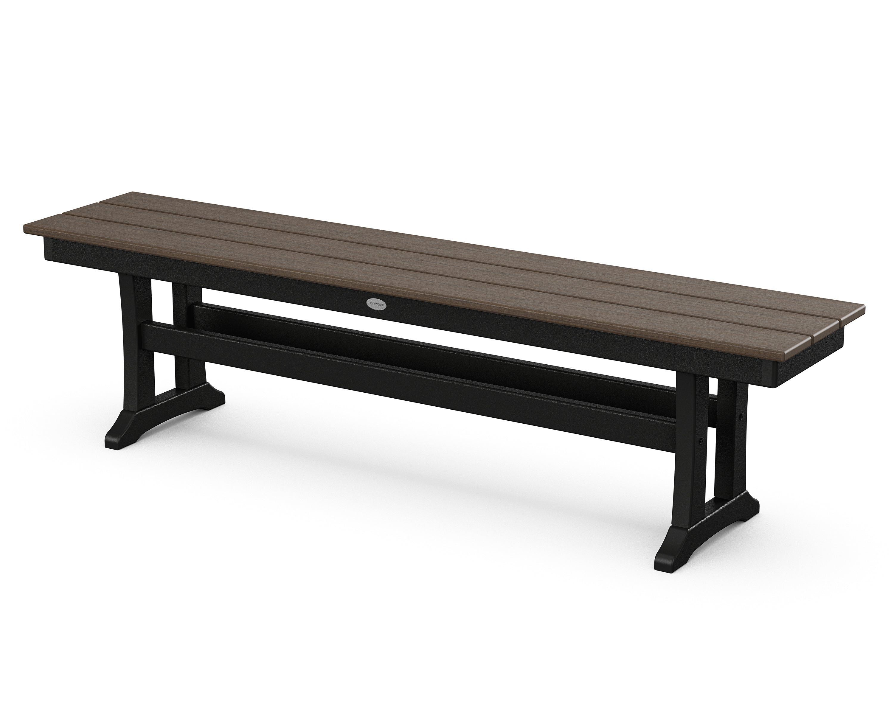 POLYWOOD® Farmhouse Trestle 65" Bench in Black / Kona
