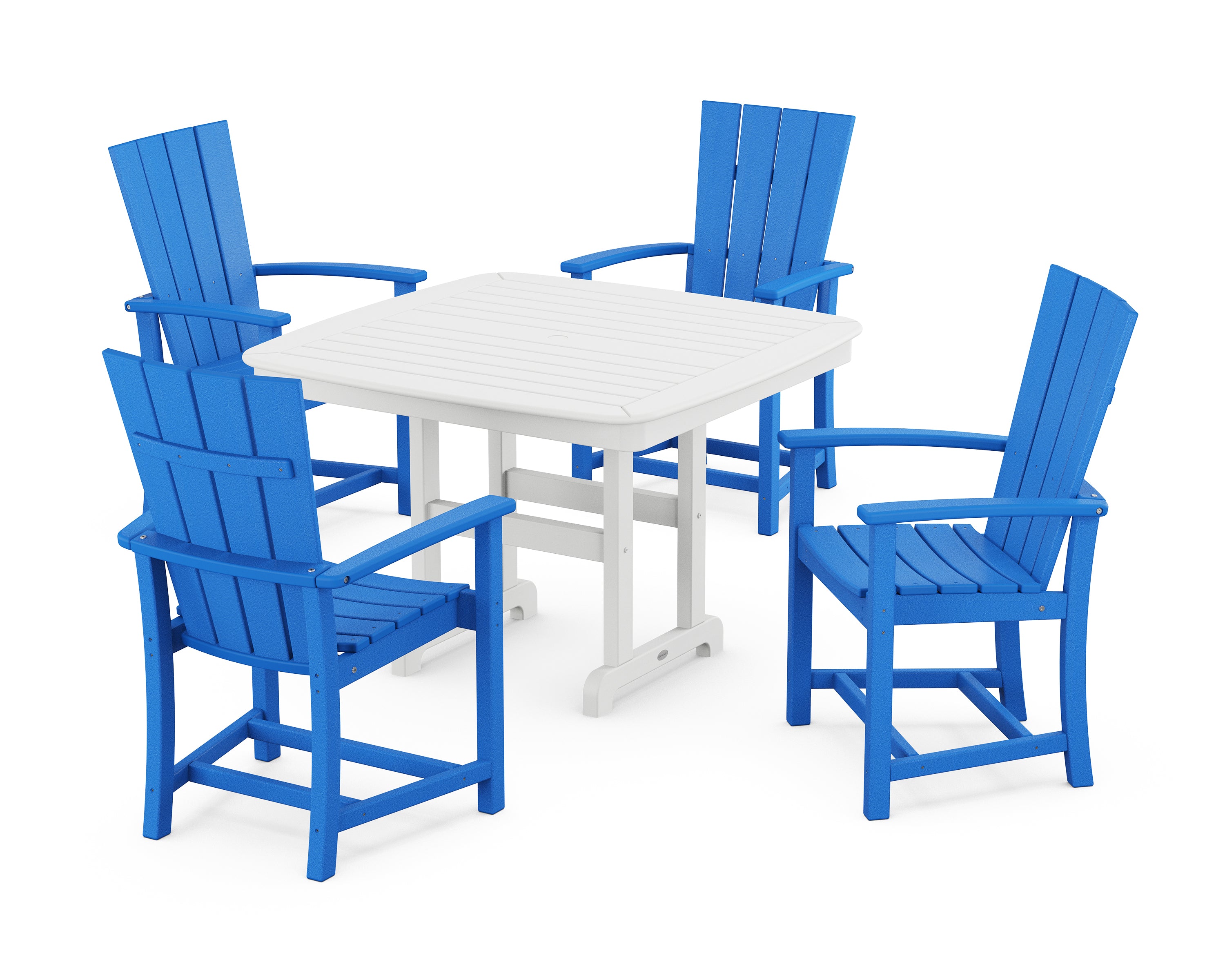 POLYWOOD® Quattro 5-Piece Dining Set with Trestle Legs in Pacific Blue / White