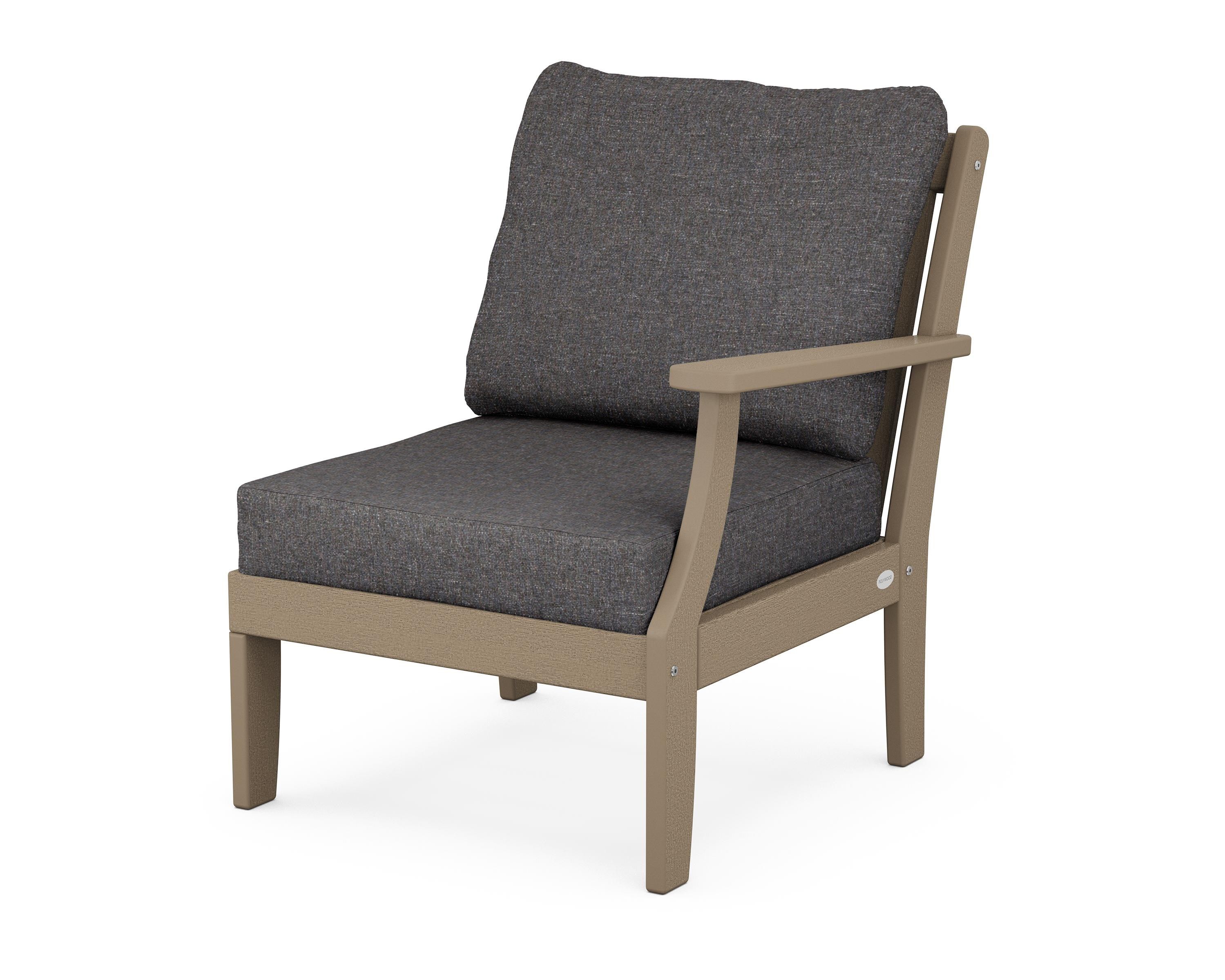 POLYWOOD® Braxton Modular Right Arm Chair in Vintage Sahara / Ash Charcoal