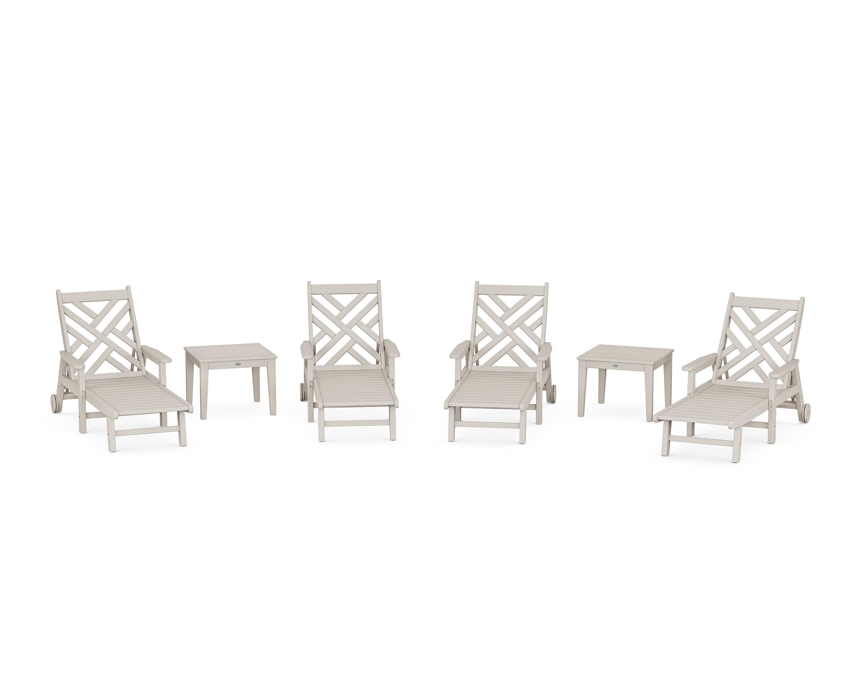 POLYWOOD® Chippendale 6-Piece Chaise Set with Arms and Wheels in Sand