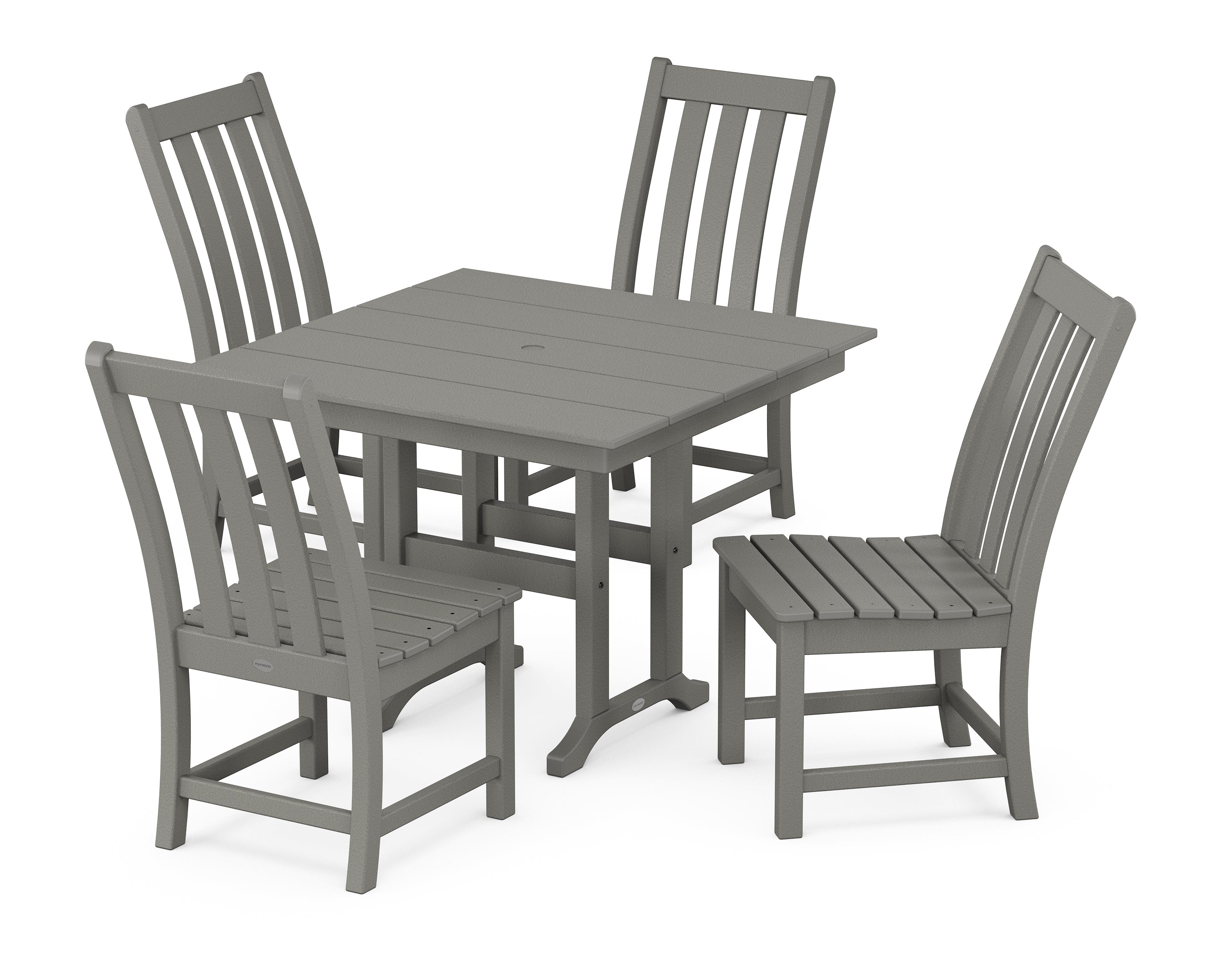 POLYWOOD® Vineyard Side Chair 5-Piece Farmhouse Dining Set in Slate Grey