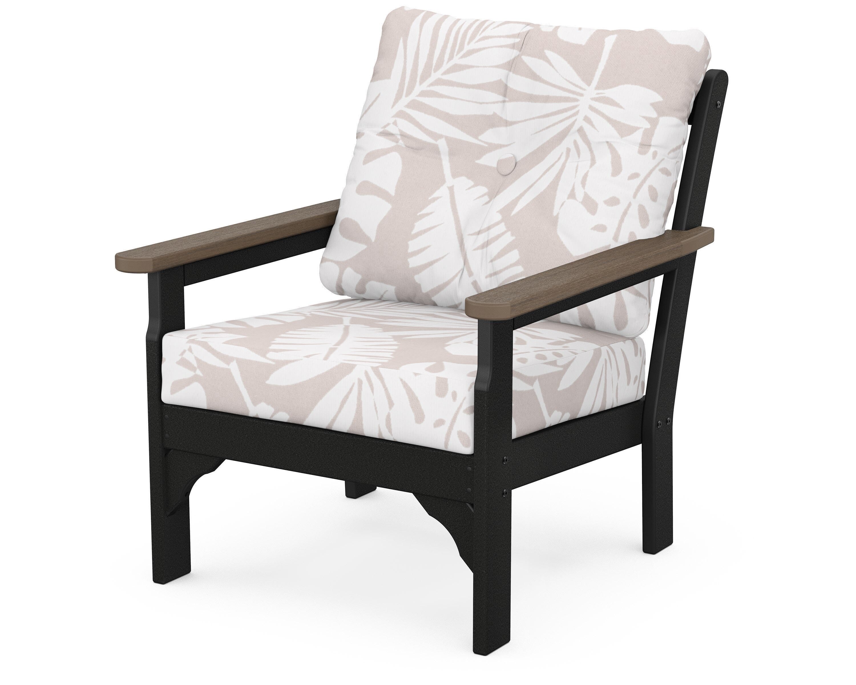 POLYWOOD® Vineyard Deep Seating Chair in Black / Kona / Leaf Dune Burlap