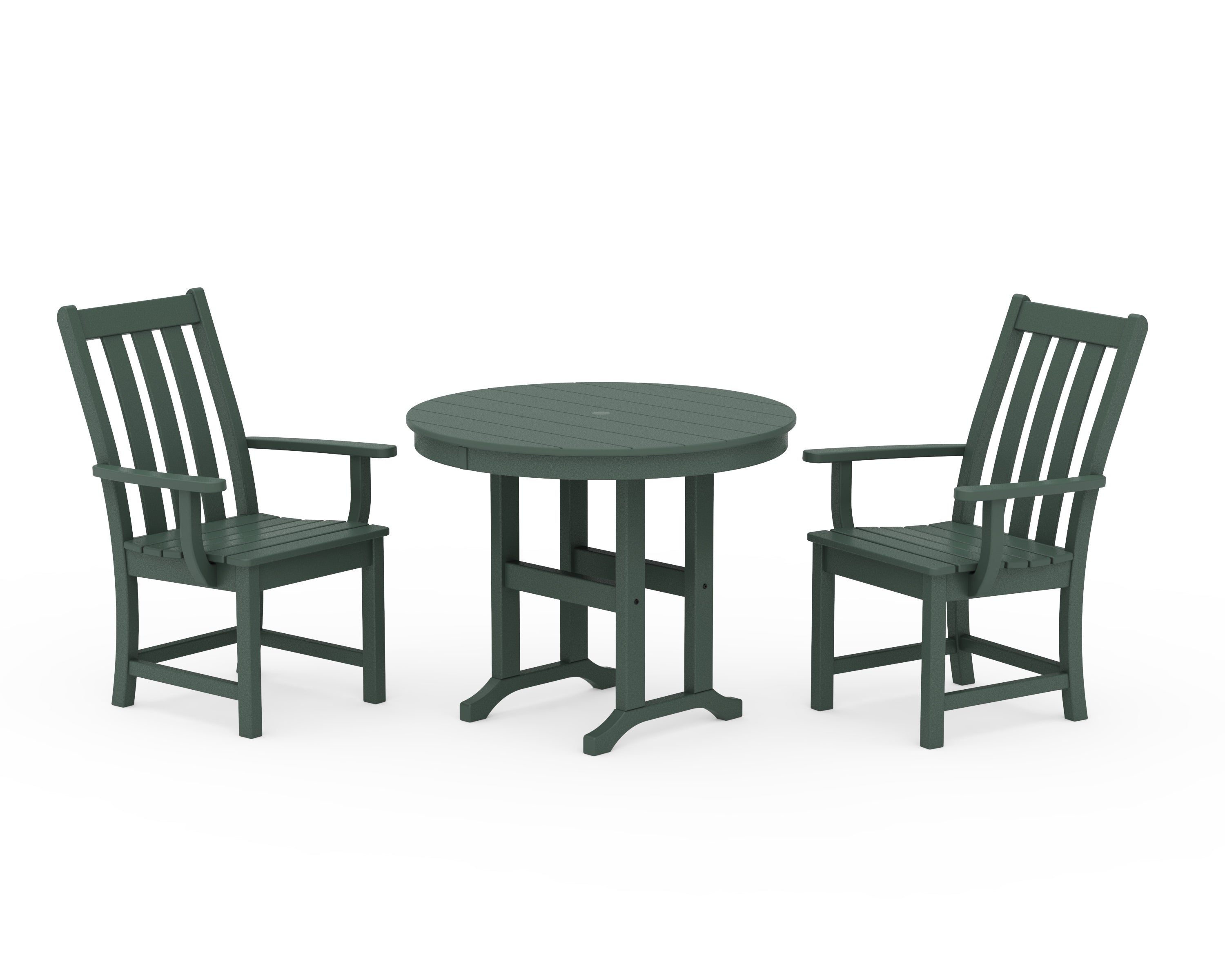 POLYWOOD® Vineyard 3-Piece Round Dining Set in Green