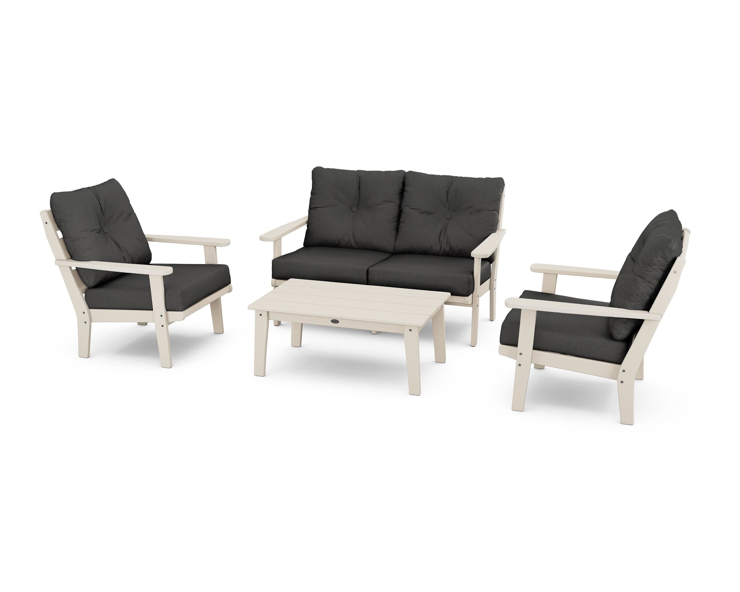 POLYWOOD® Lakeside 4-Piece Deep Seating Set in Sand / Spectrum Carbon