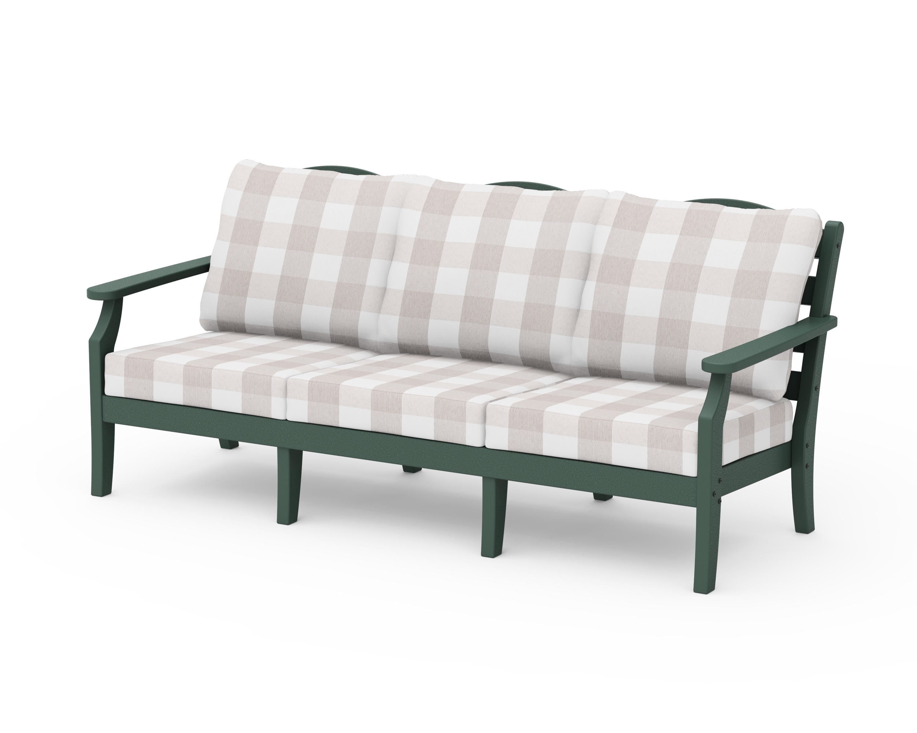 Draper James™ by POLYWOOD® Savannah Deep Seating Sofa in Green / Buffalo Plaid Dune Burlap