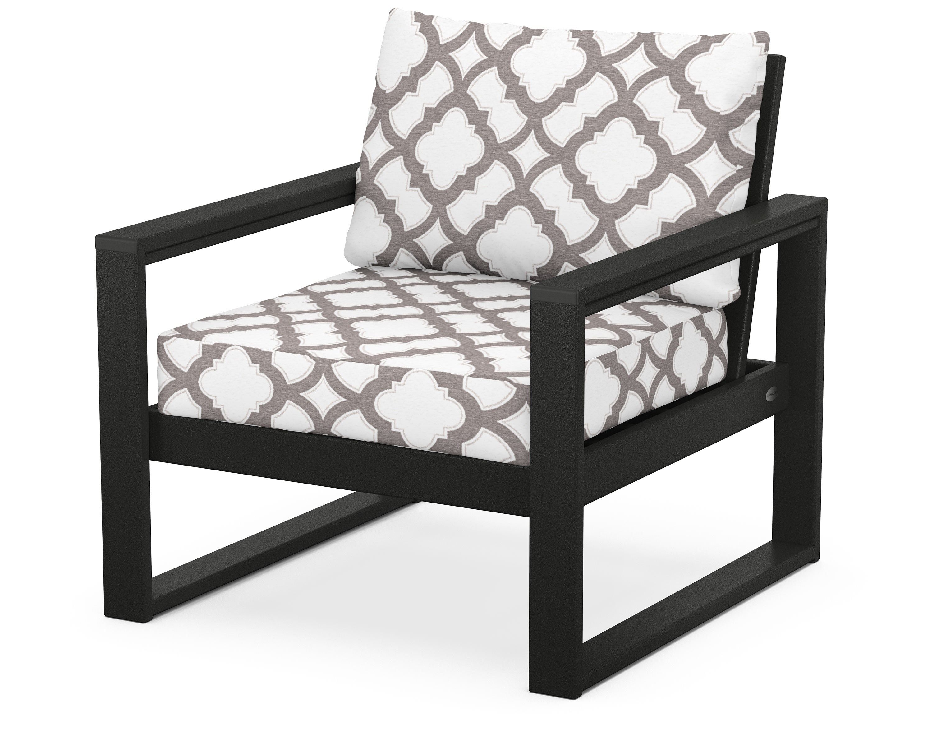 POLYWOOD® EDGE Club Chair in Black / Trellis Grey Mist