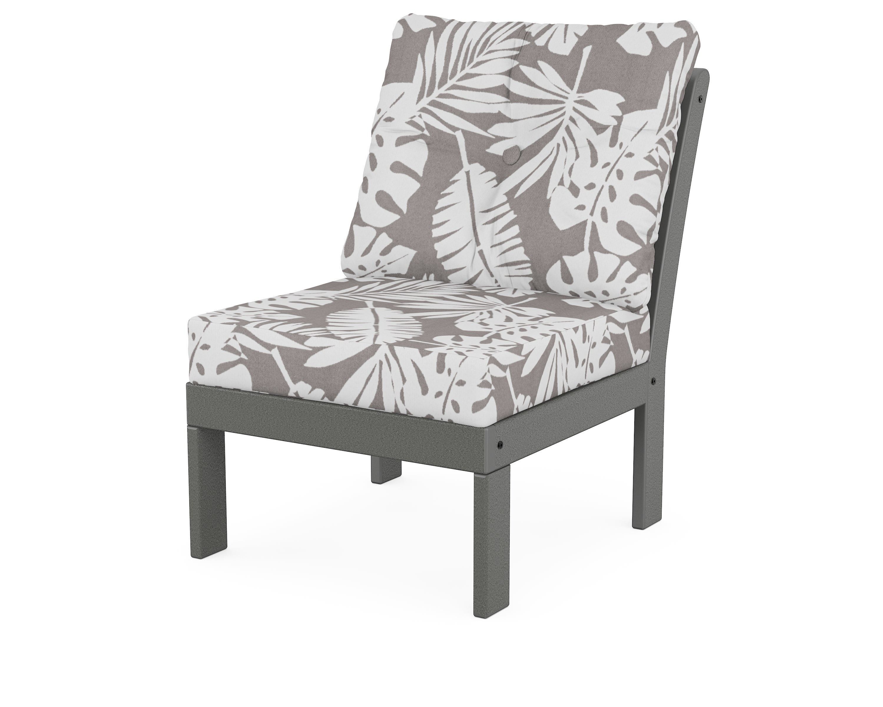 POLYWOOD® Vineyard Modular Armless Chair in Slate Grey / Leaf Grey Mist