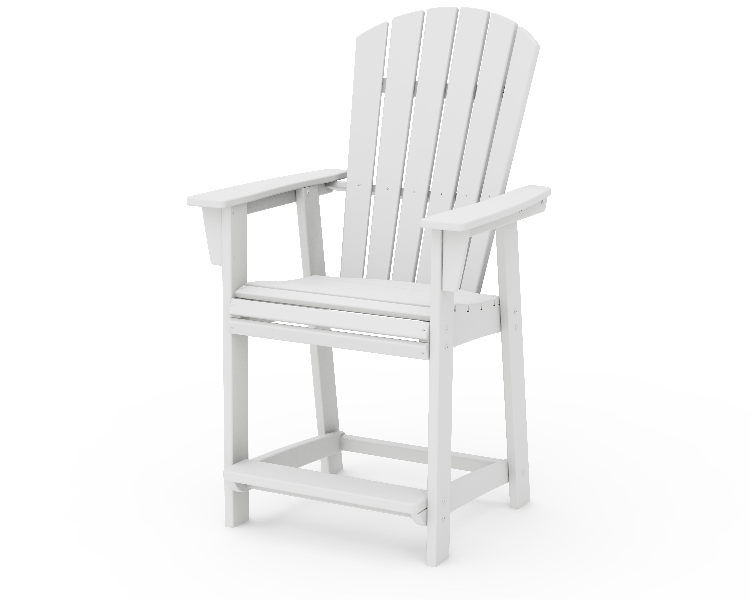 POLYWOOD® Nautical Curveback Adirondack Counter Chair in White