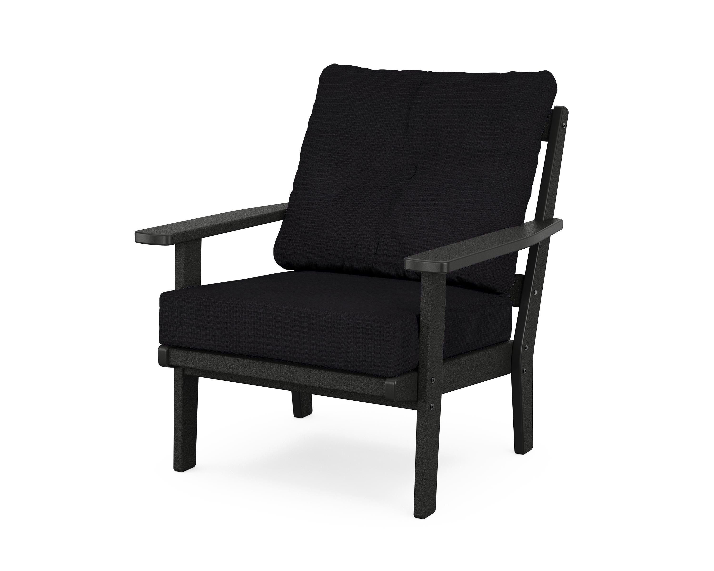 POLYWOOD® Oxford Deep Seating Chair in Black / Midnight Linen