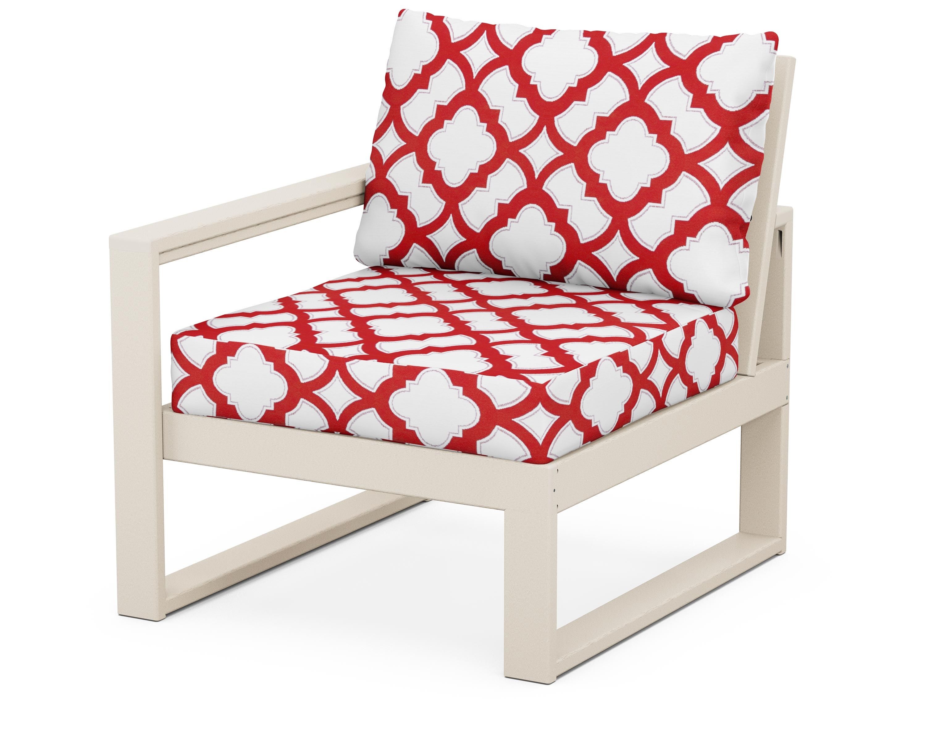 POLYWOOD® EDGE Modular Left Arm Chair in Sand / Trellis Crimson