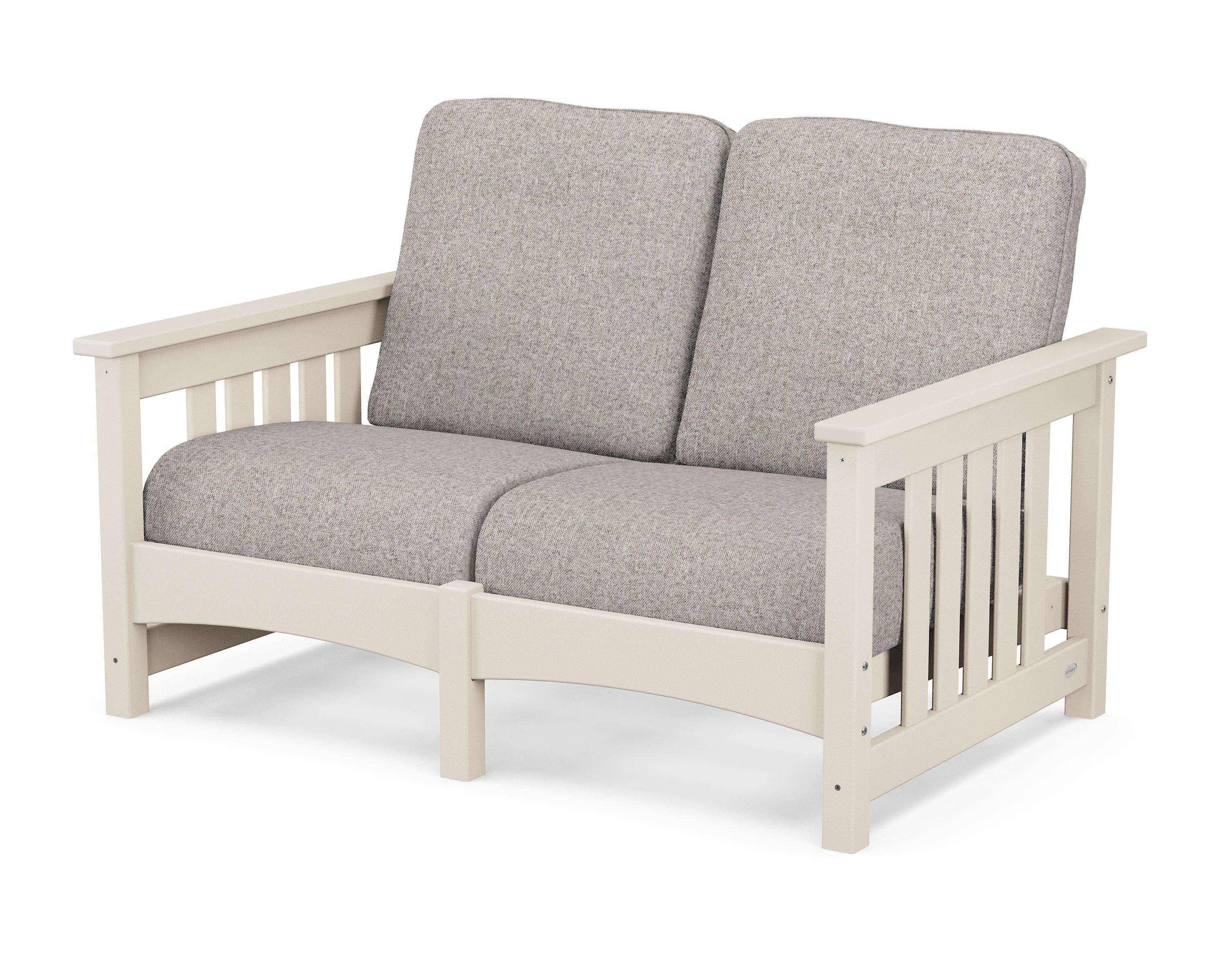 POLYWOOD® Club Mission Loveseat in Sand / Weathered Tweed