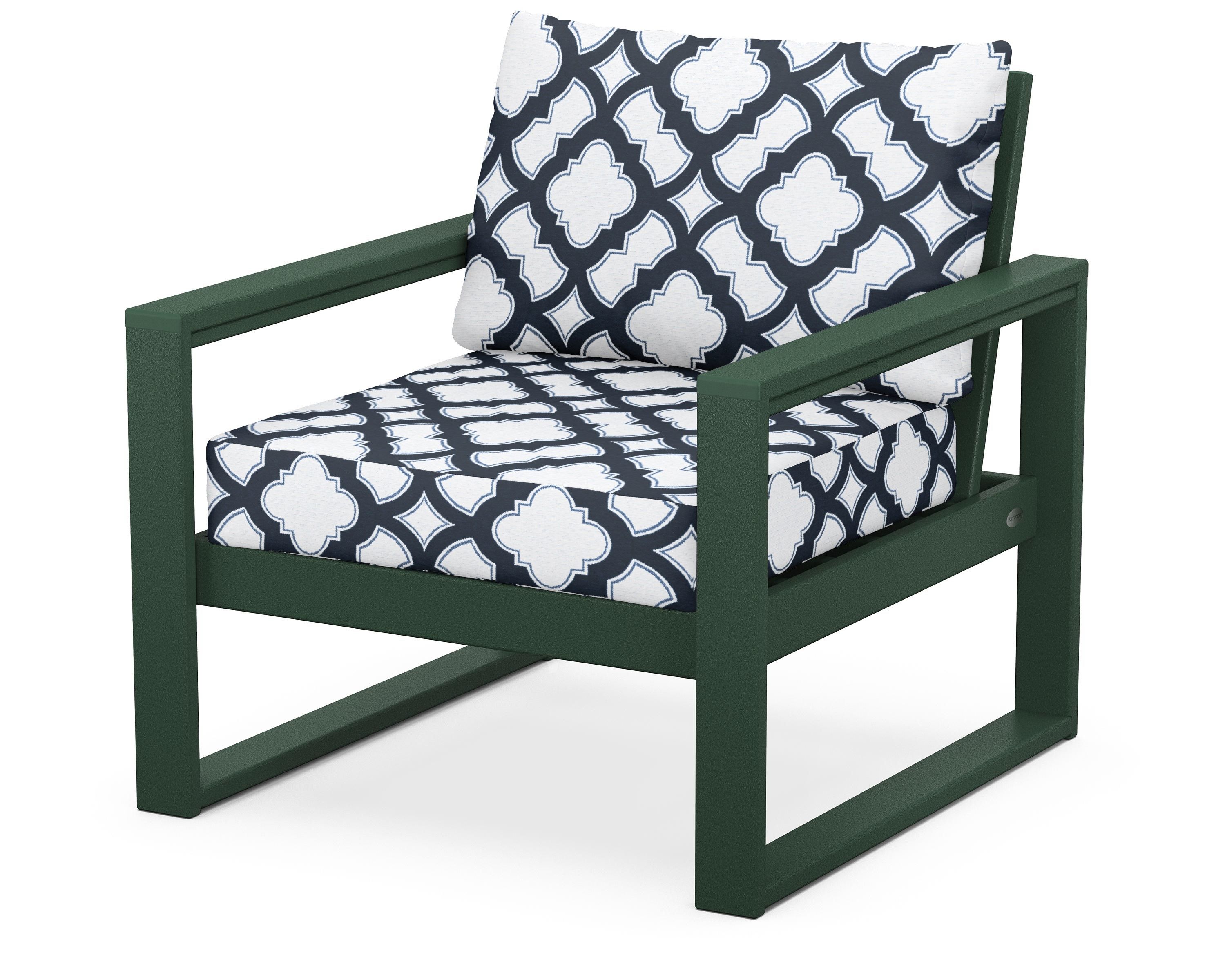 POLYWOOD® EDGE Club Chair in Green / Trellis Marine Indigo
