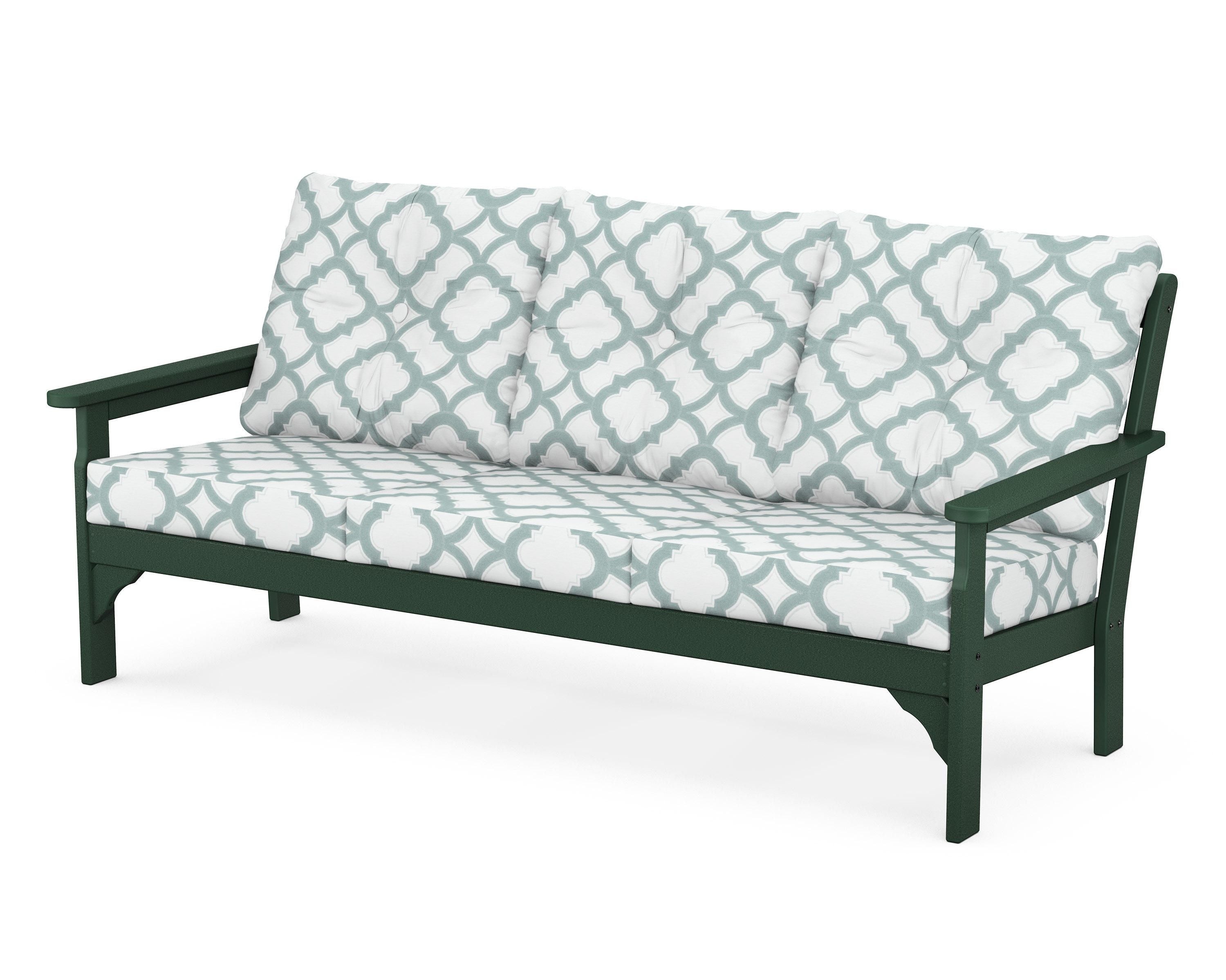 POLYWOOD® Vineyard Deep Seating Sofa in Green / Trellis Glacier Spa
