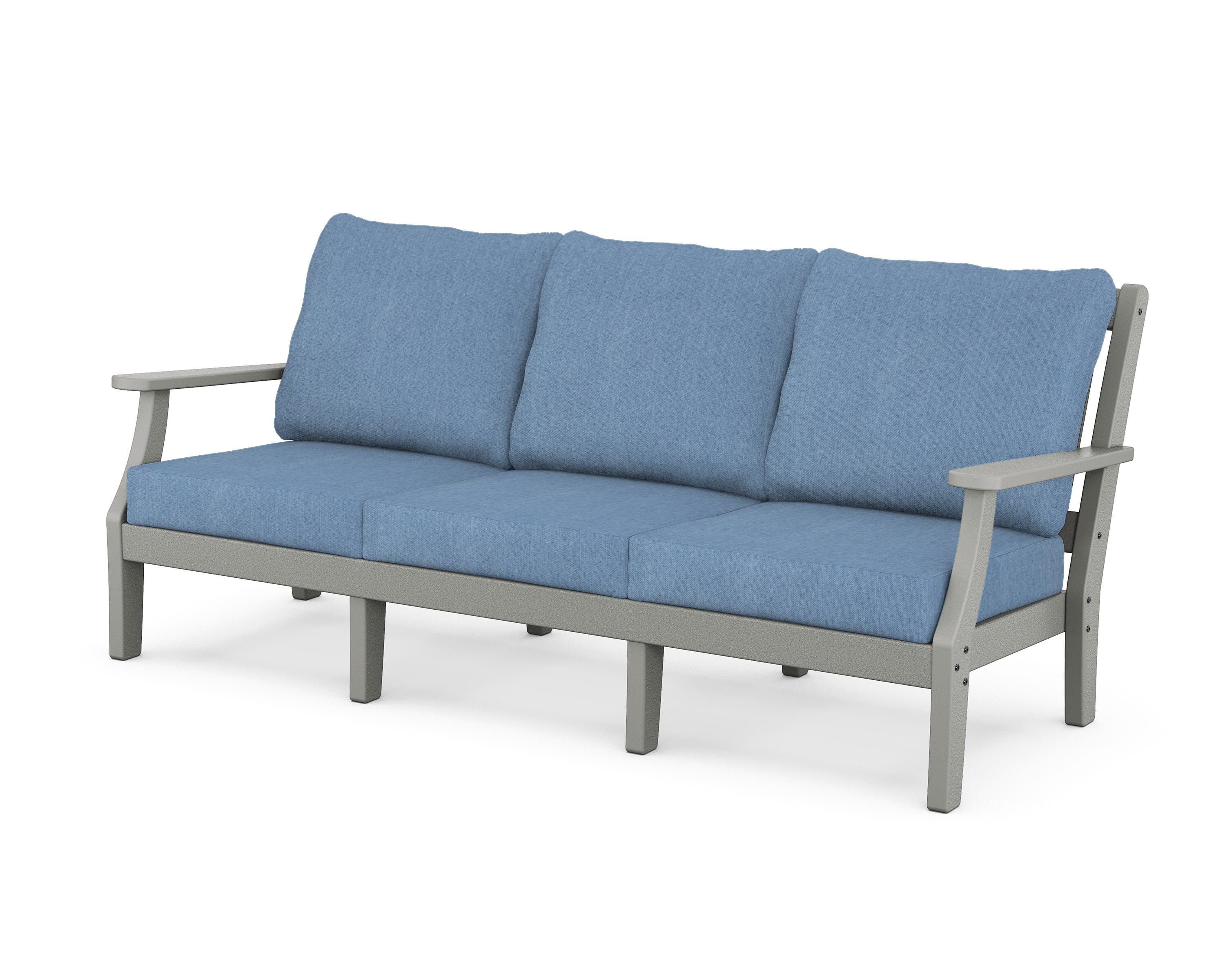 Martha Stewart by POLYWOOD® Chinoiserie Deep Seating Sofa in Slate Grey / Sky Blue