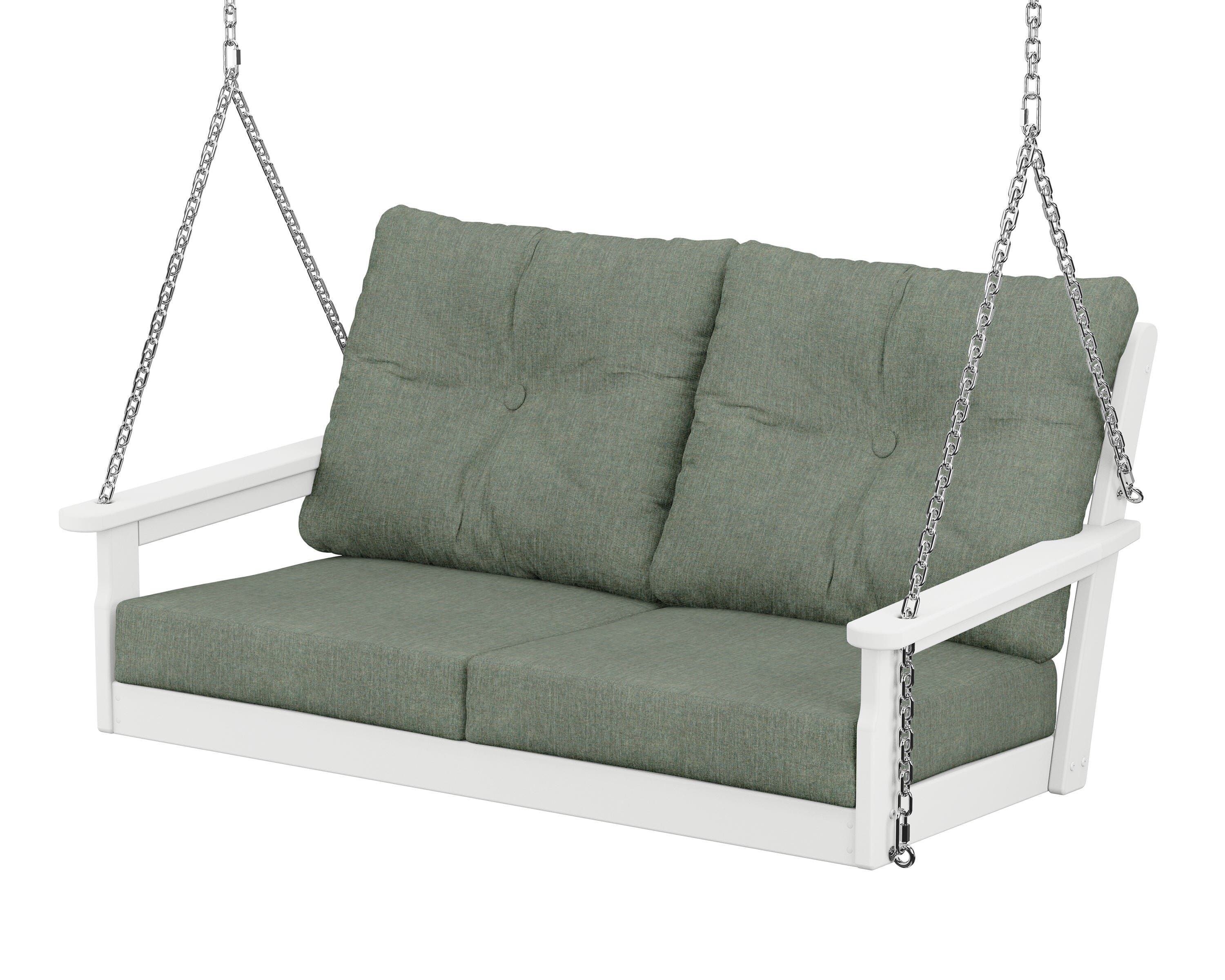 POLYWOOD® Vineyard Deep Seating Swing in White / Cast Sage