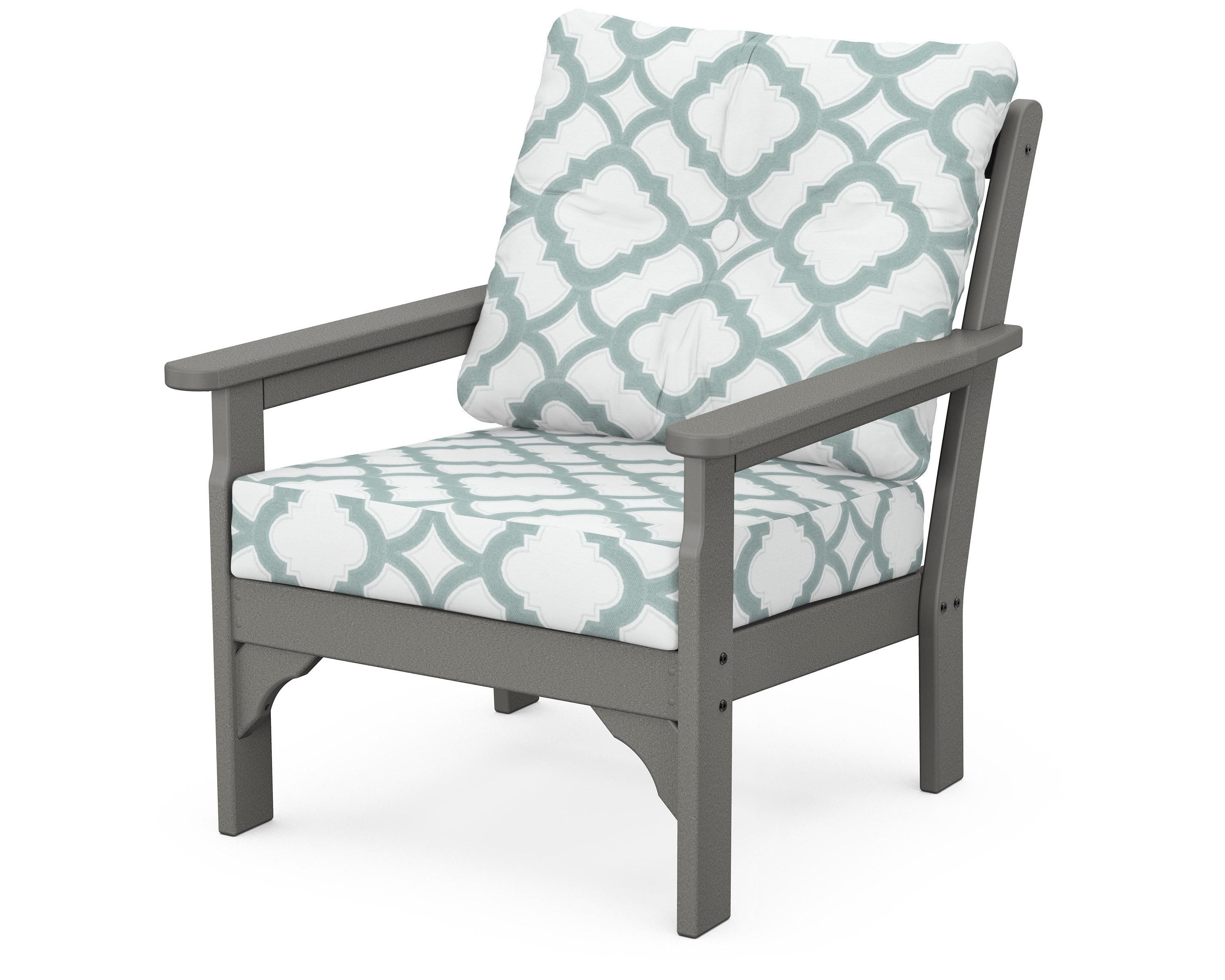 POLYWOOD® Vineyard Deep Seating Chair in Slate Grey / Trellis Glacier Spa