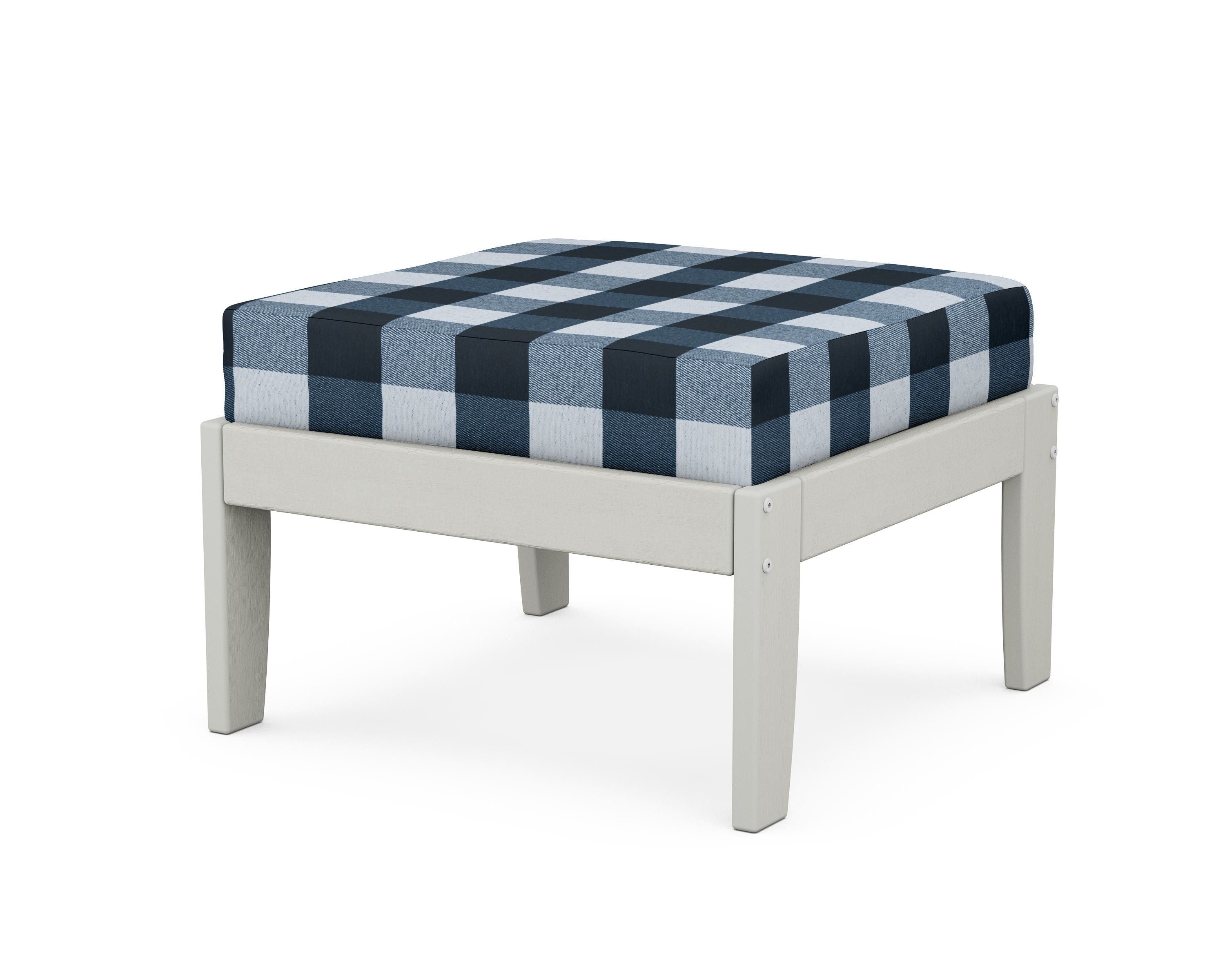 Unbranded Modular Ottoman - Classic in Vintage White / Buffalo Plaid Marine Indigo