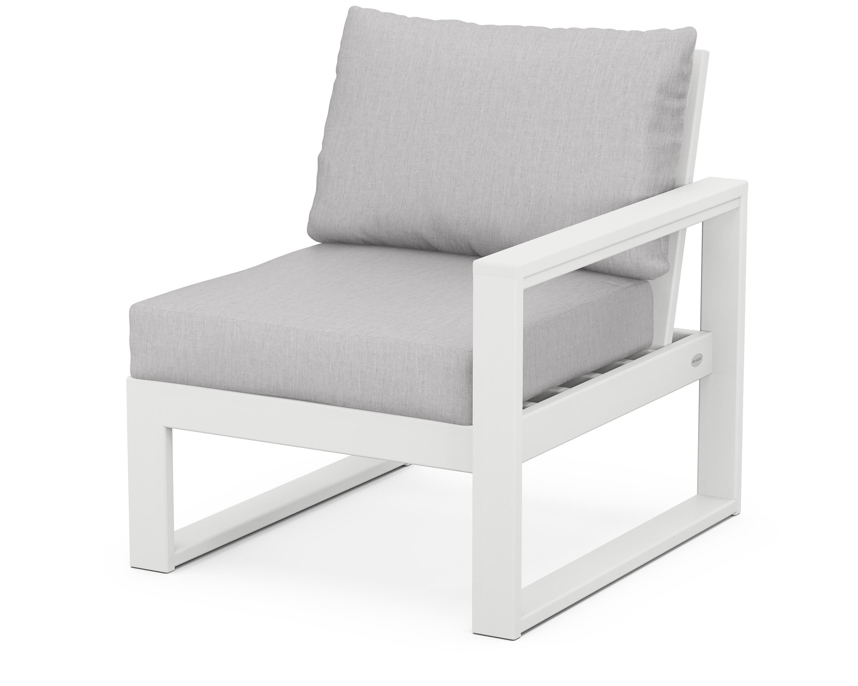 POLYWOOD® EDGE Modular Right Arm Chair in White / Granite