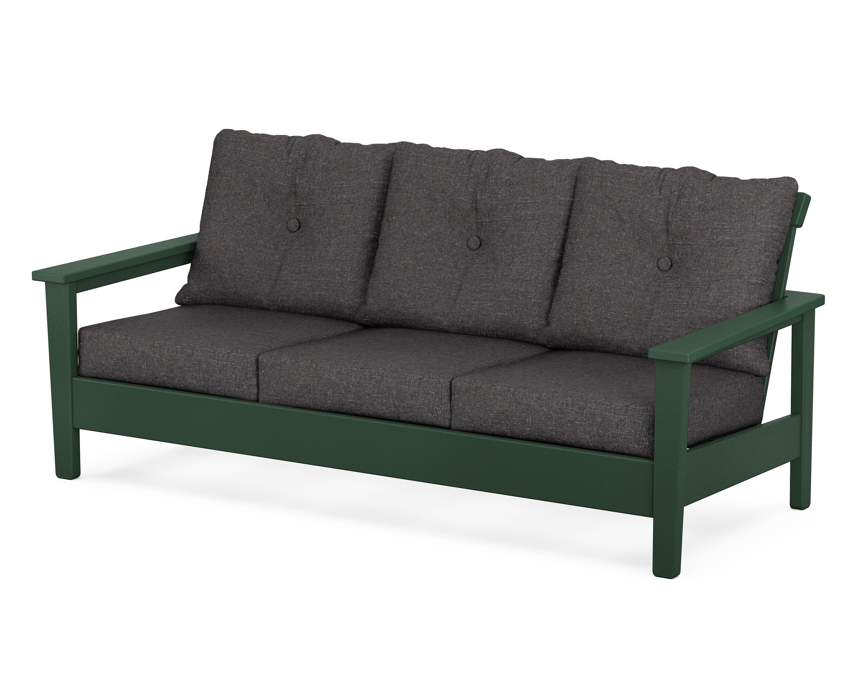 POLYWOOD® Prescott Deep Seating Sofa in Green / Ash Charcoal