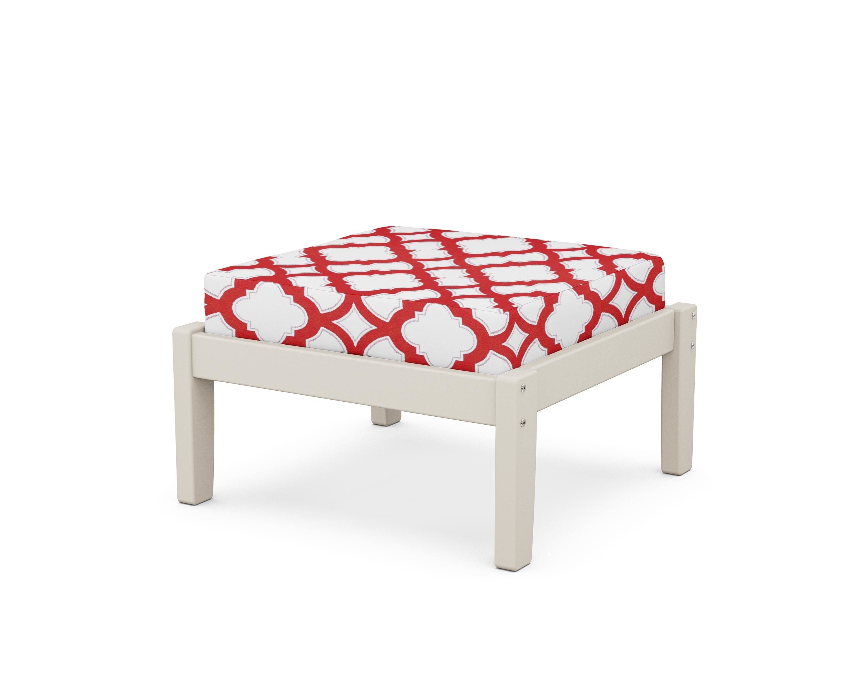 Unbranded Deep Seating Ottoman in Sand / Trellis Crimson