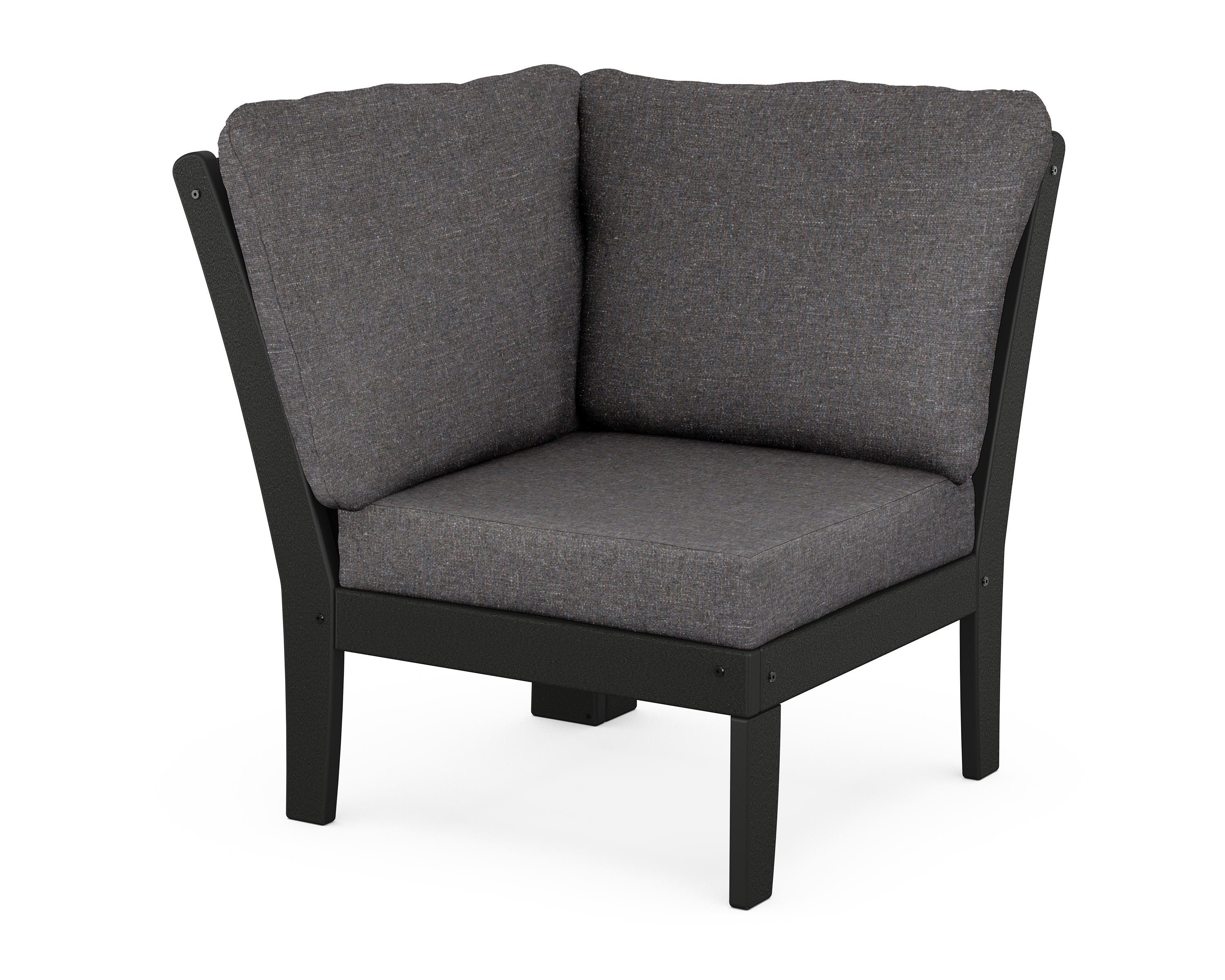 POLYWOOD® Braxton Modular Corner Chair in Black / Ash Charcoal