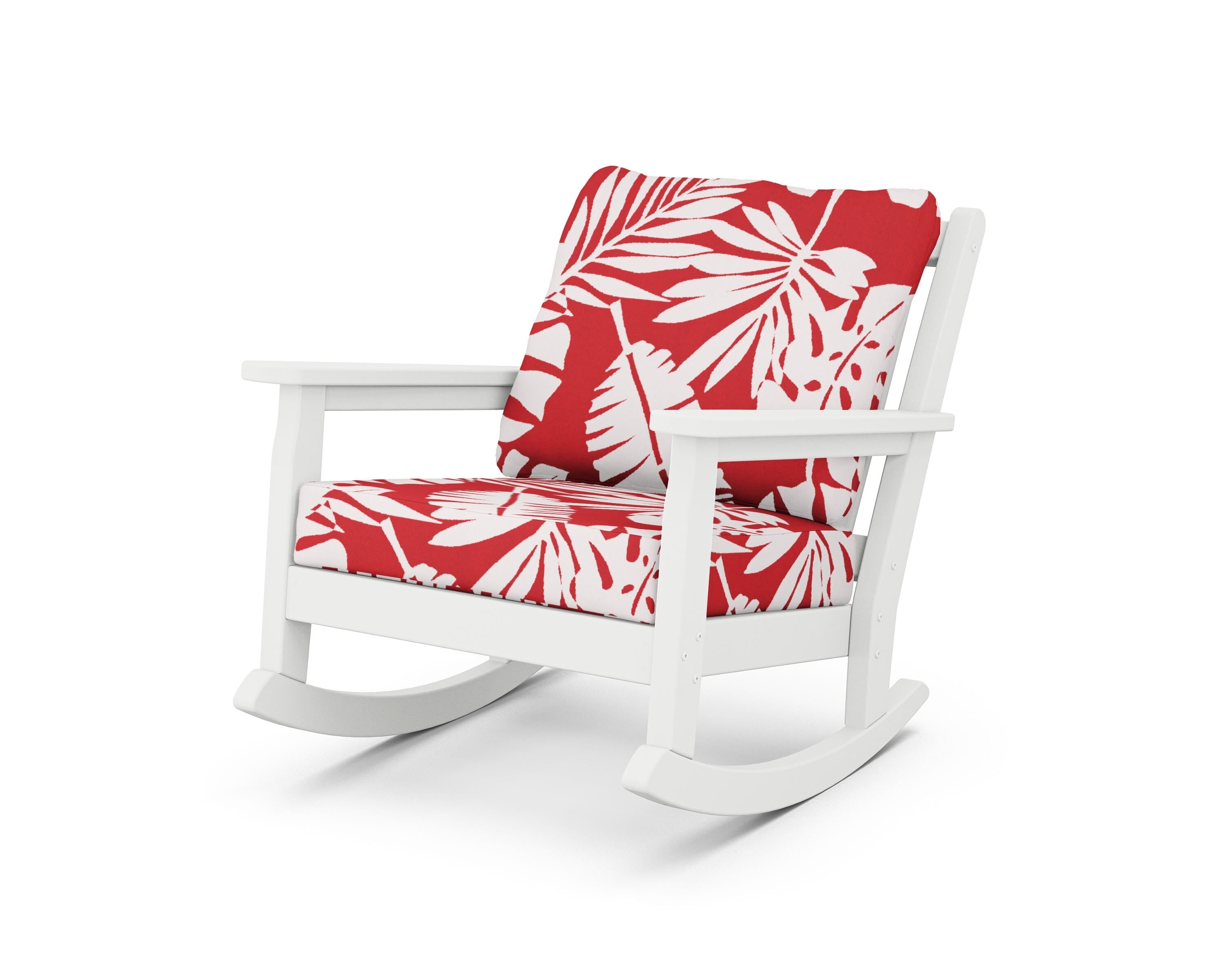 POLYWOOD® Chippendale Deep Seating Rocking Chair in White / Leaf Crimson