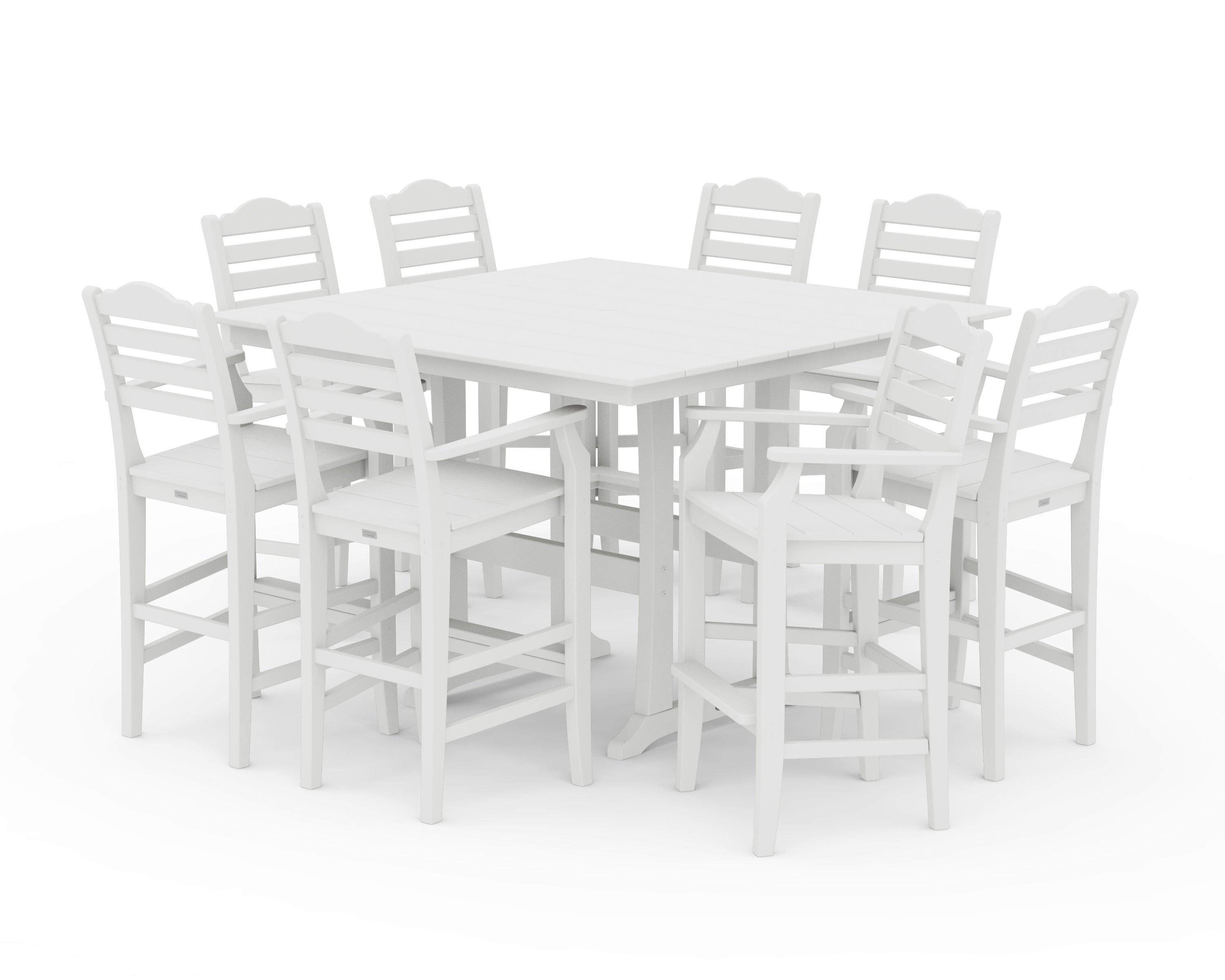 Draper James™ by POLYWOOD® Savannah 9-Piece Square Farmhouse Bar Set with Trestle Legs in White