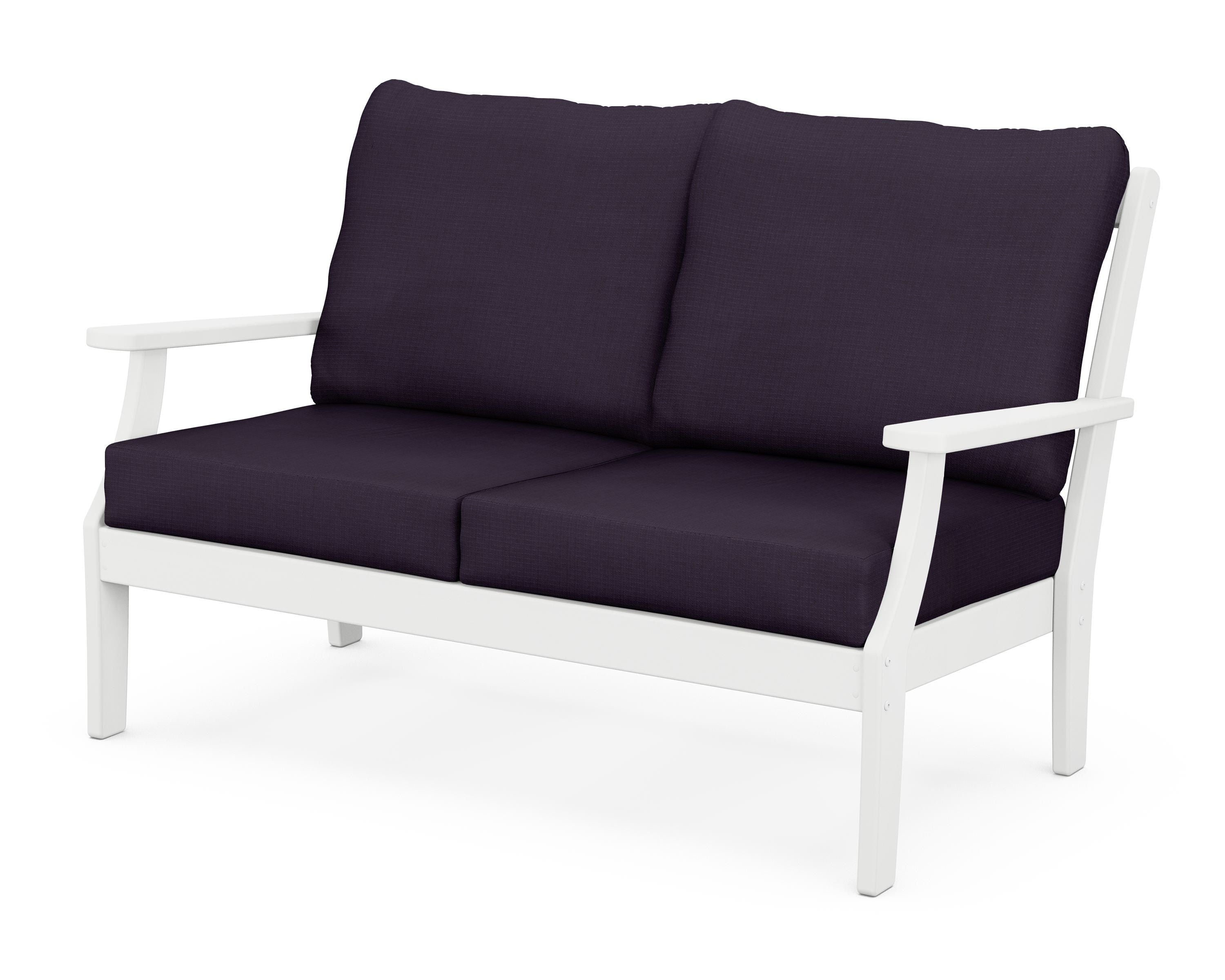 POLYWOOD® Braxton Deep Seating Loveseat in White / Navy Linen