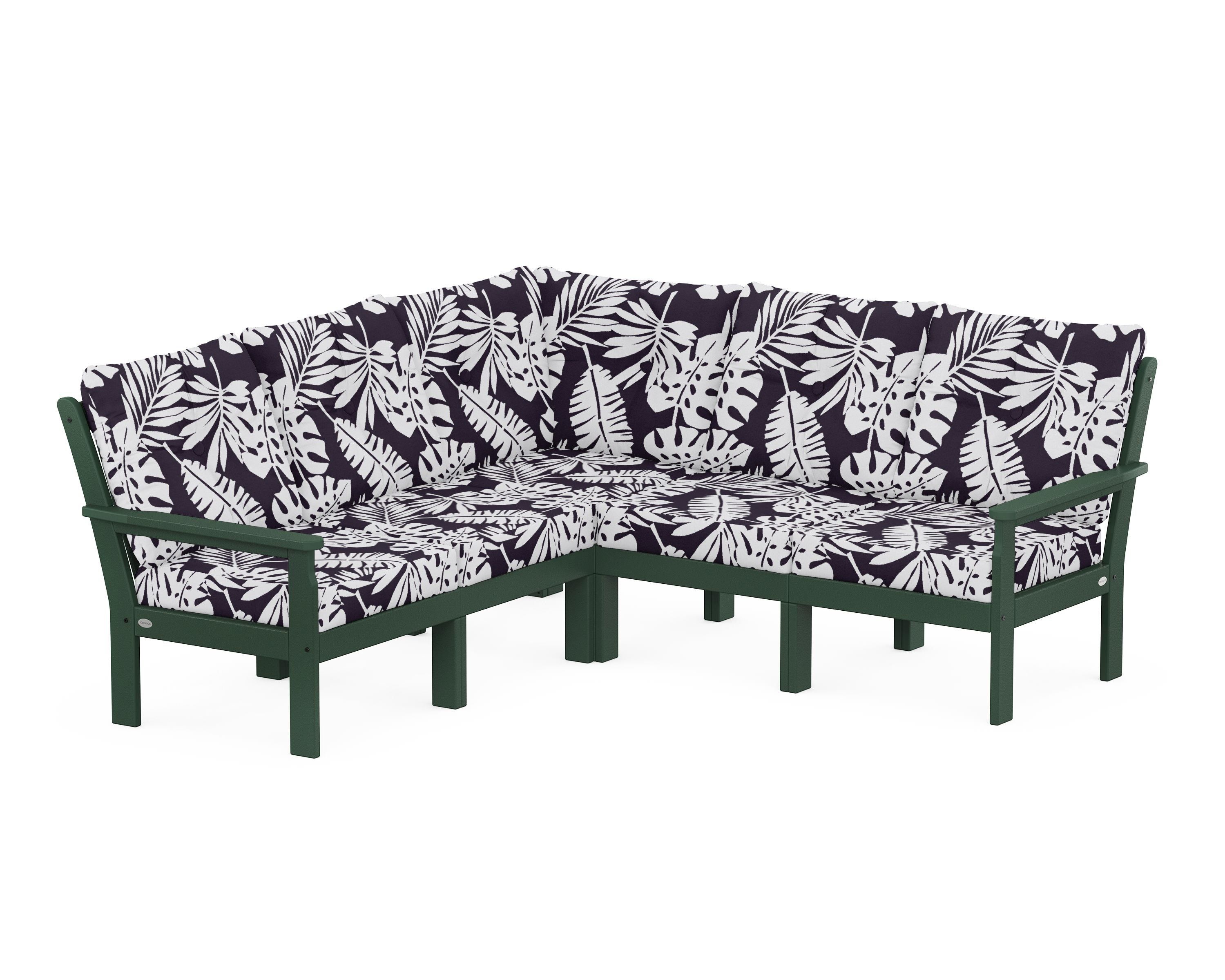 POLYWOOD® Vineyard 5-Piece Sectional in Green / Leaf Navy