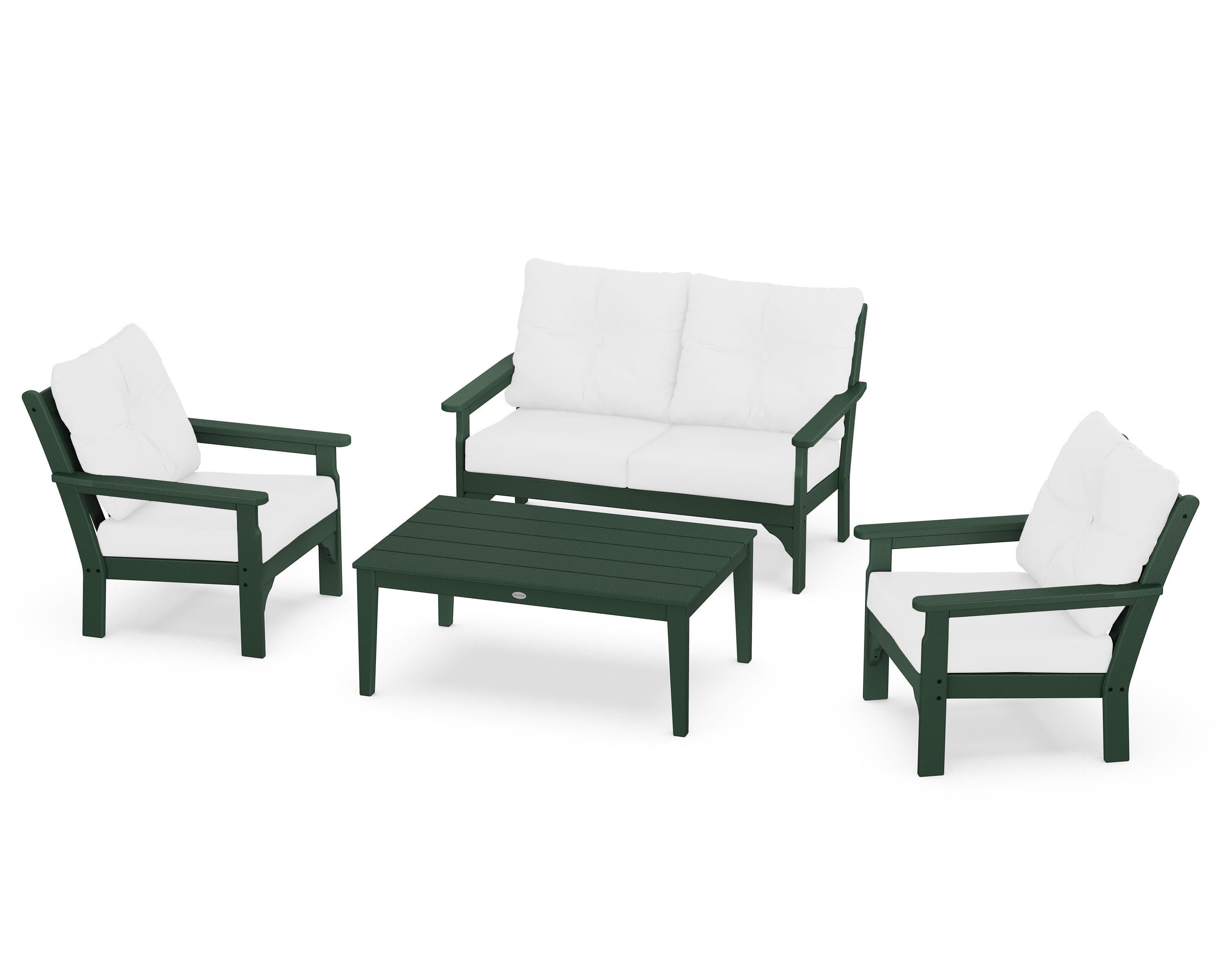 POLYWOOD® Vineyard 4-Piece Deep Seating Set in Green / Natural