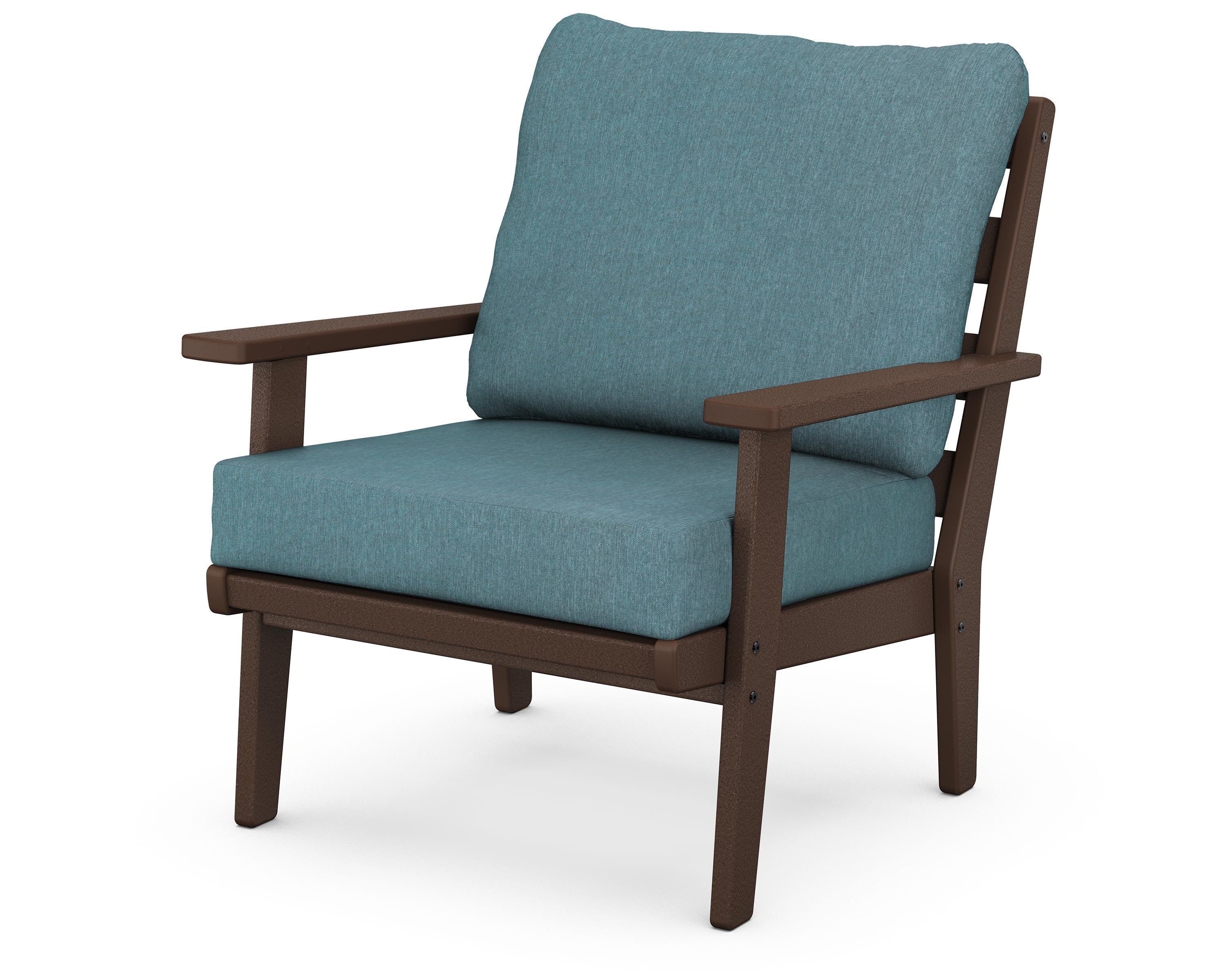 POLYWOOD® Grant Park Deep Seating Chair in Mahogany / Ocean Teal