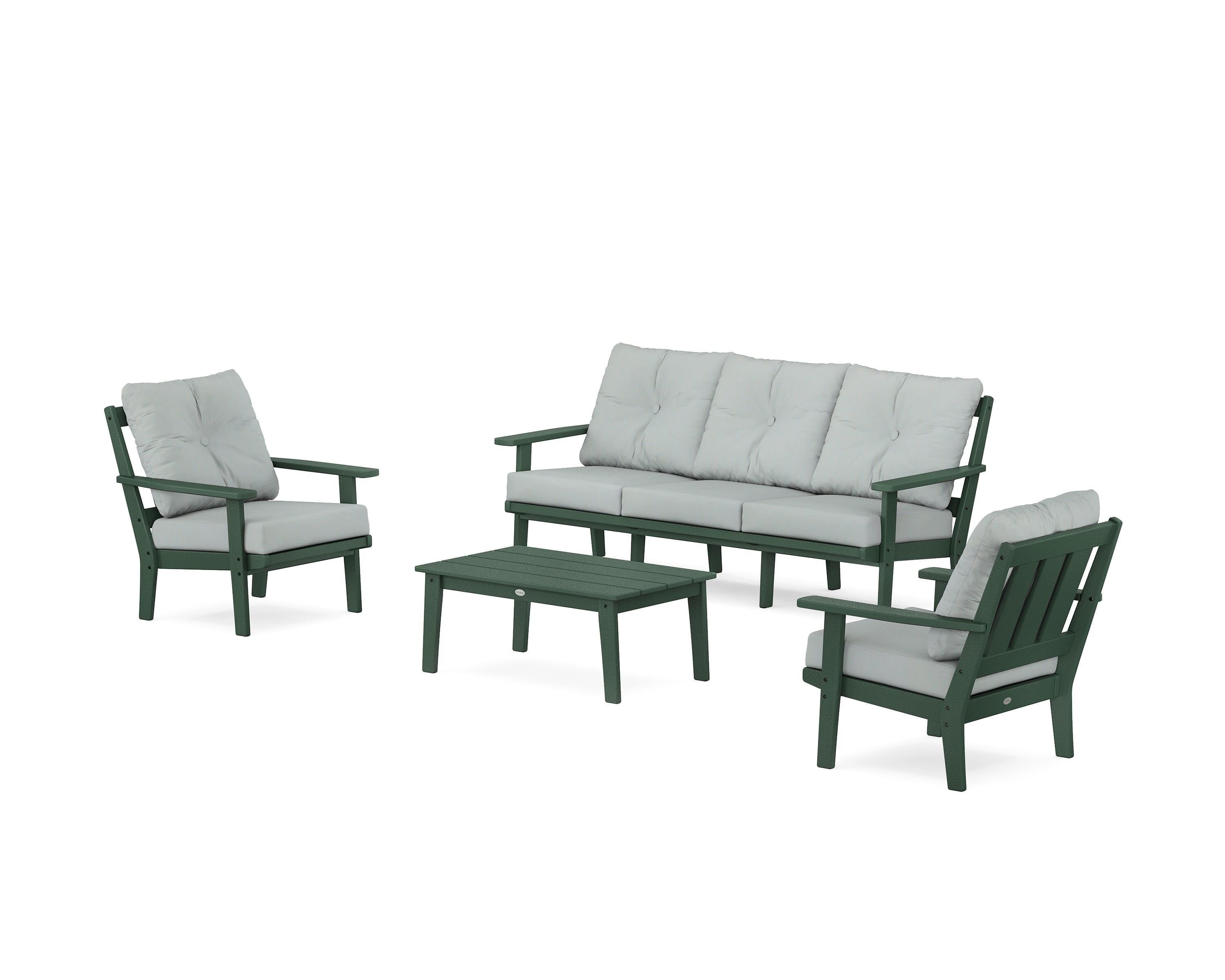 POLYWOOD® Oxford 4-Piece Deep Seating Set with Sofa in Green / Spa