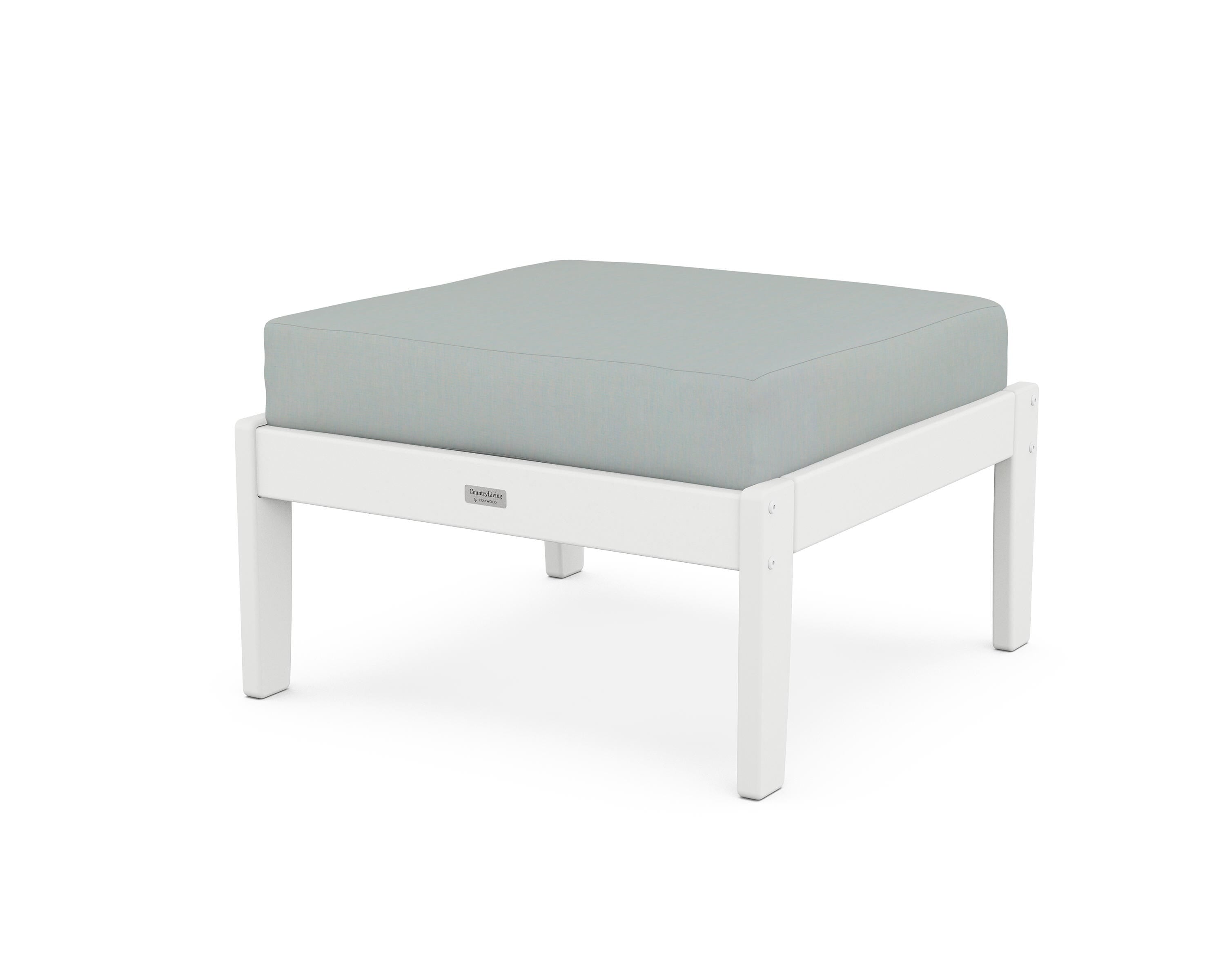 Country Living Cottage Deep Seating Ottoman in White / Spa