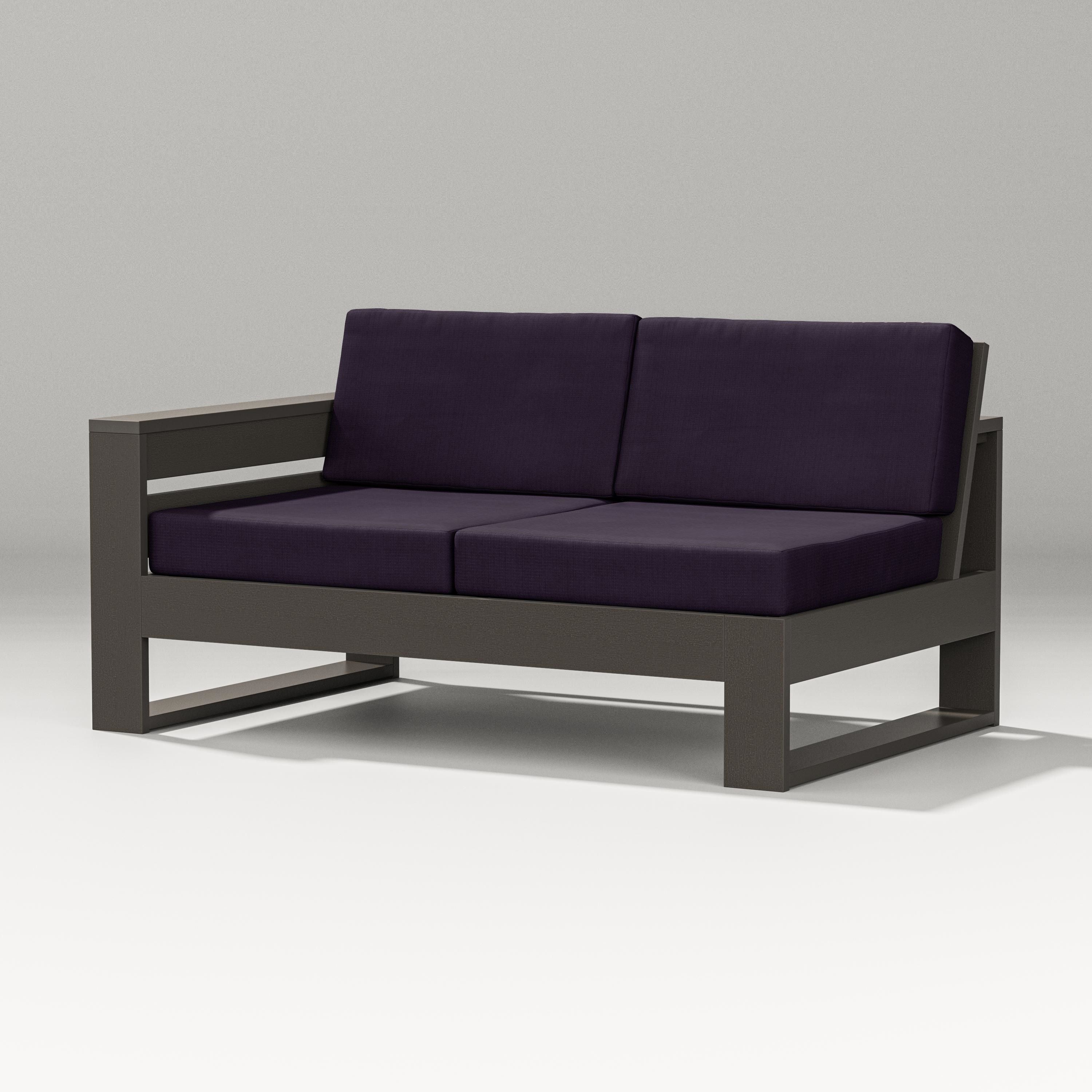 PW Designer Series Latitude Modular Left Arm Loveseat in Vintage Coffee / Navy Linen