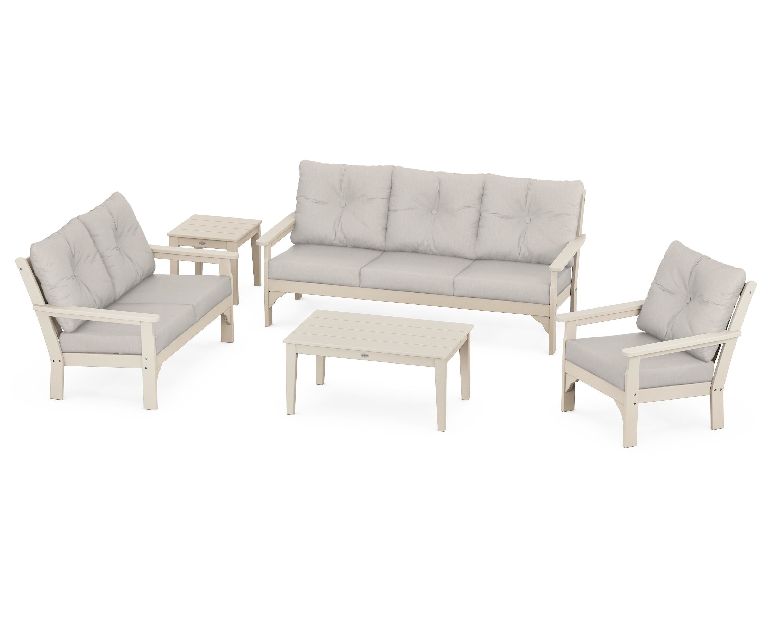 POLYWOOD® Vineyard 5 Piece Deep Seating Set in Sand / Cast Ash