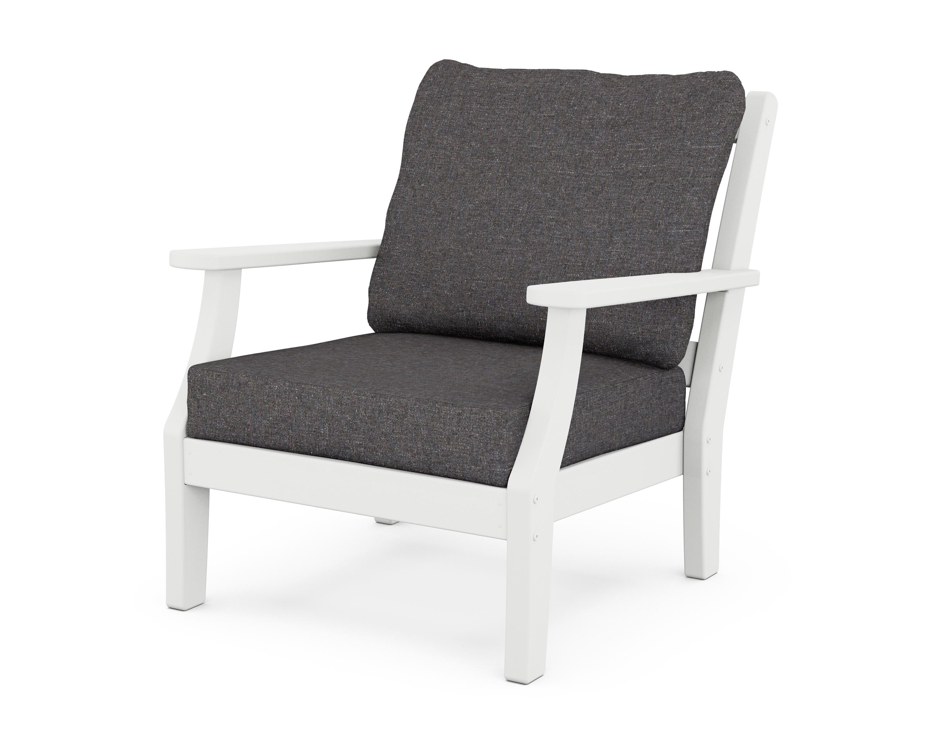 Martha Stewart by POLYWOOD® Chinoiserie Deep Seating Chair in White / Ash Charcoal