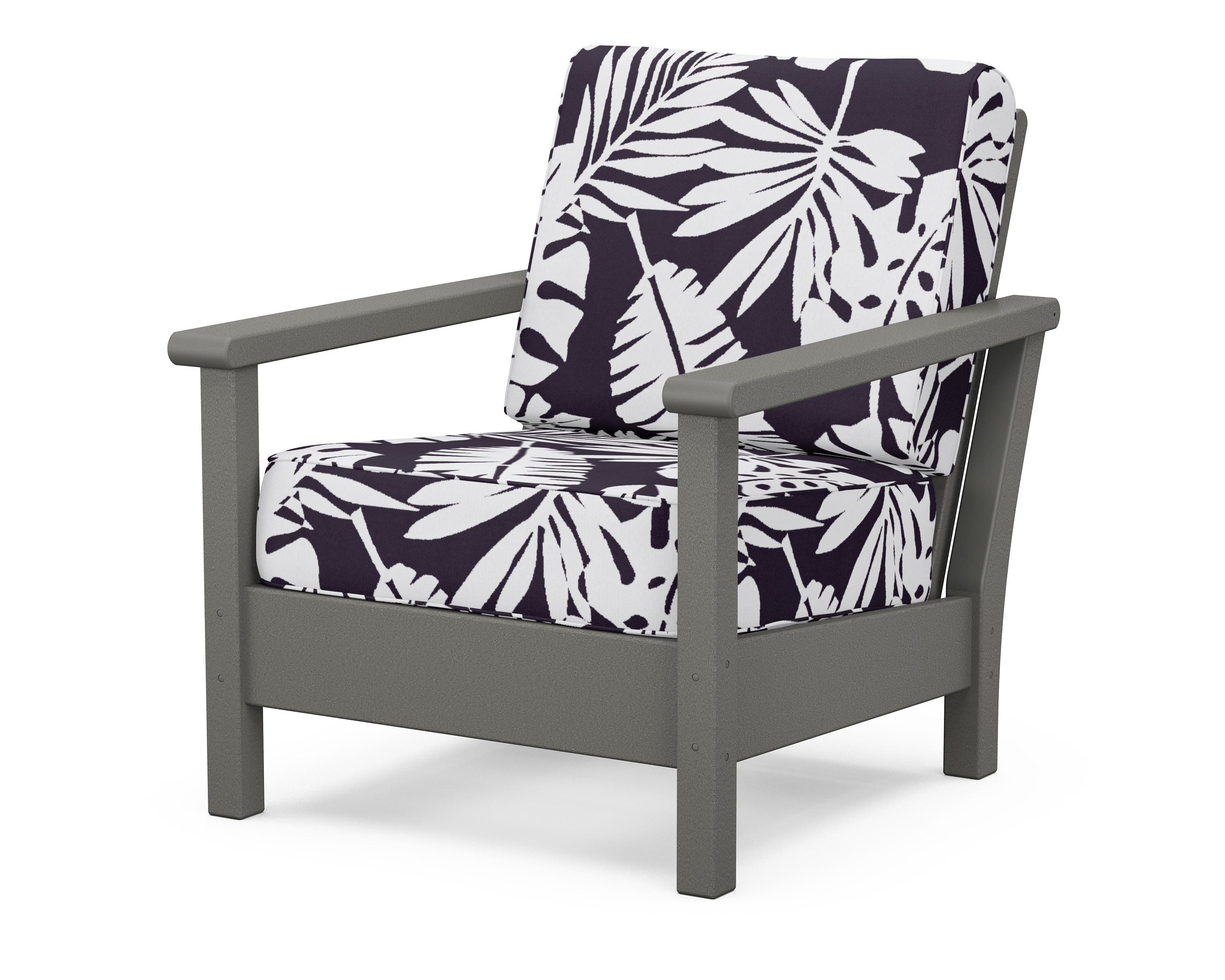 POLYWOOD® Harbour Deep Seating Chair in Slate Grey / Leaf Navy