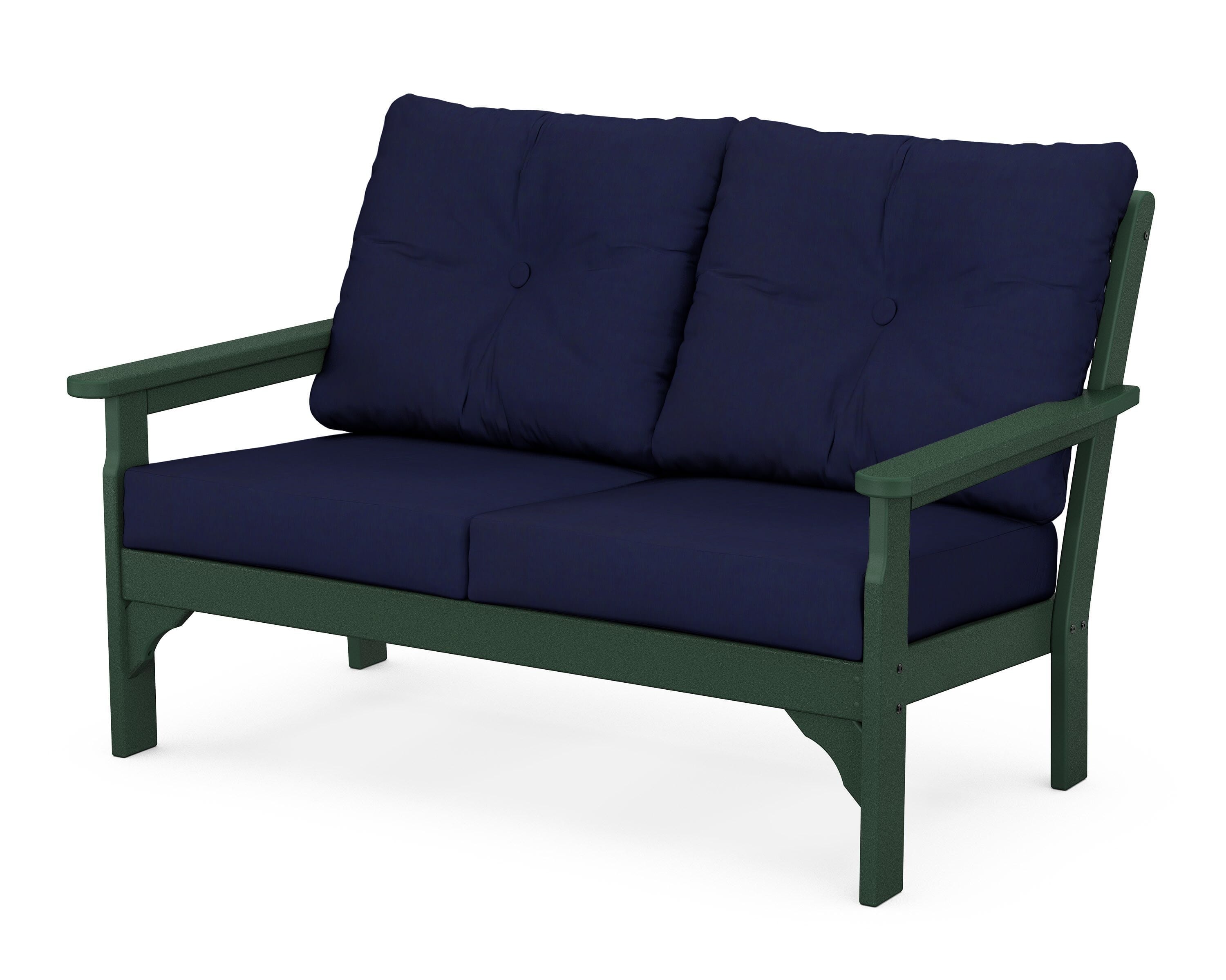 POLYWOOD® Vineyard Deep Seating Loveseat in Green / Navy