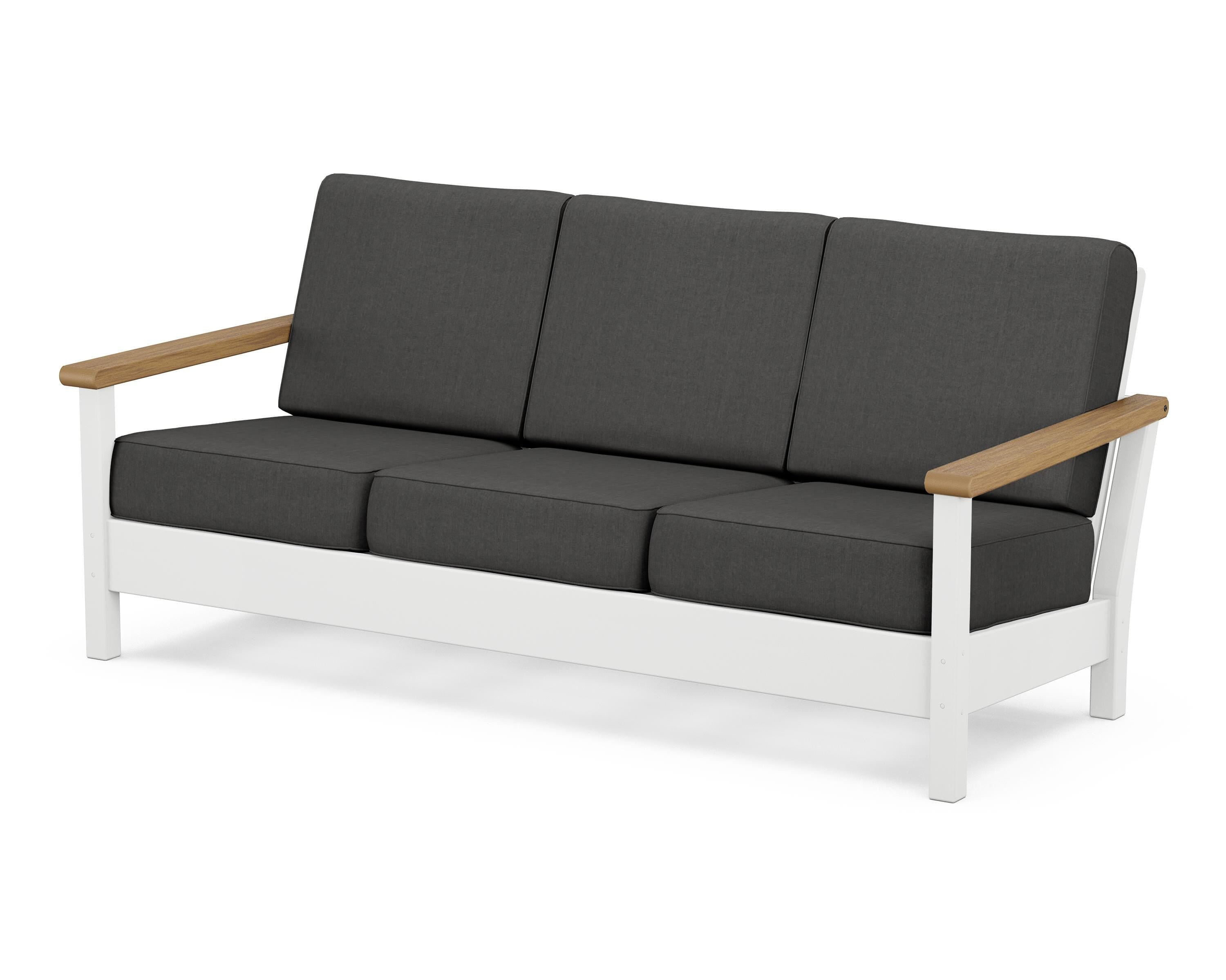 POLYWOOD® Harbour Deep Seating Sofa in White / Natural / Spectrum Carbon