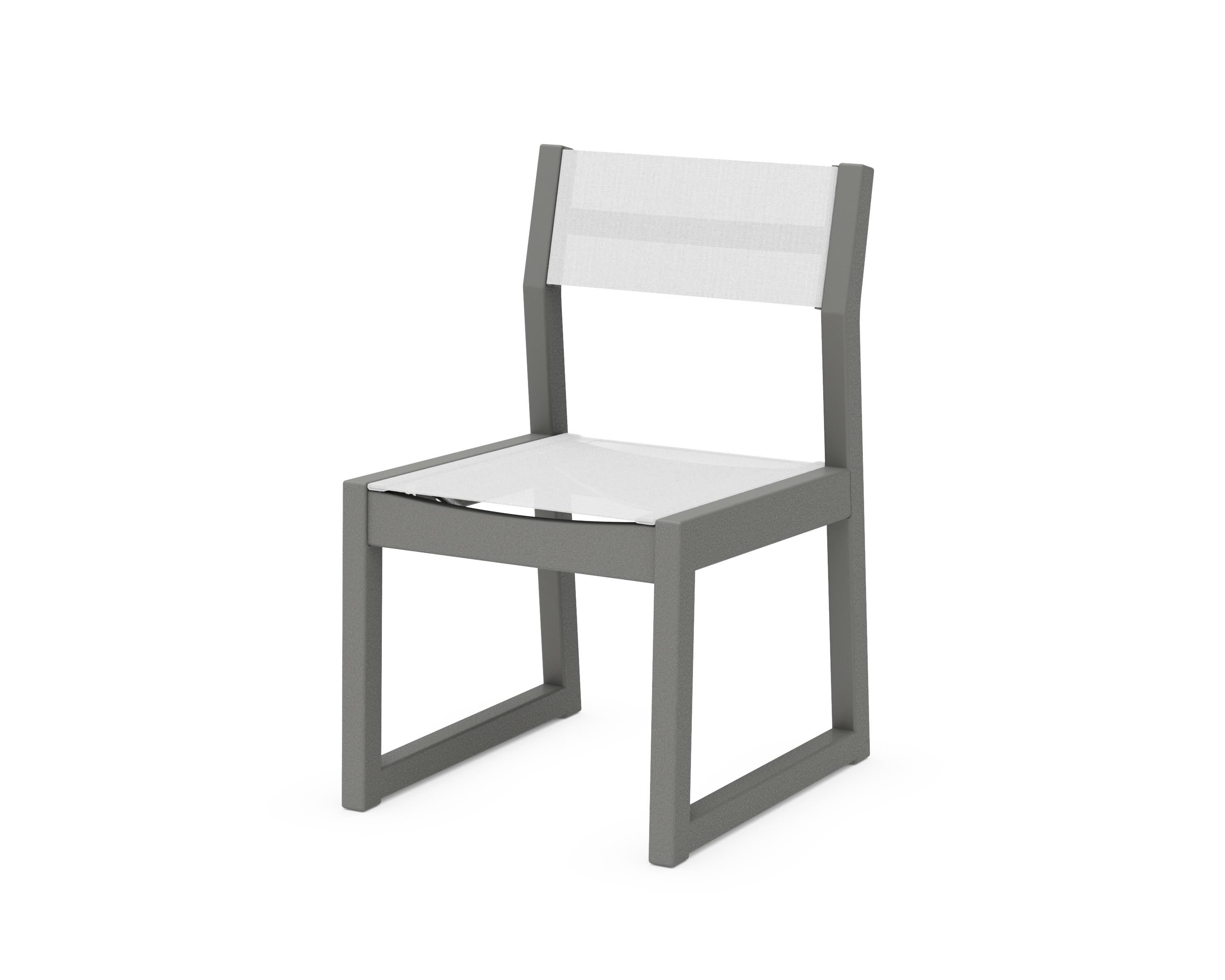 POLYWOOD® EDGE Sling Dining Side Chair in Slate Grey / White Sling
